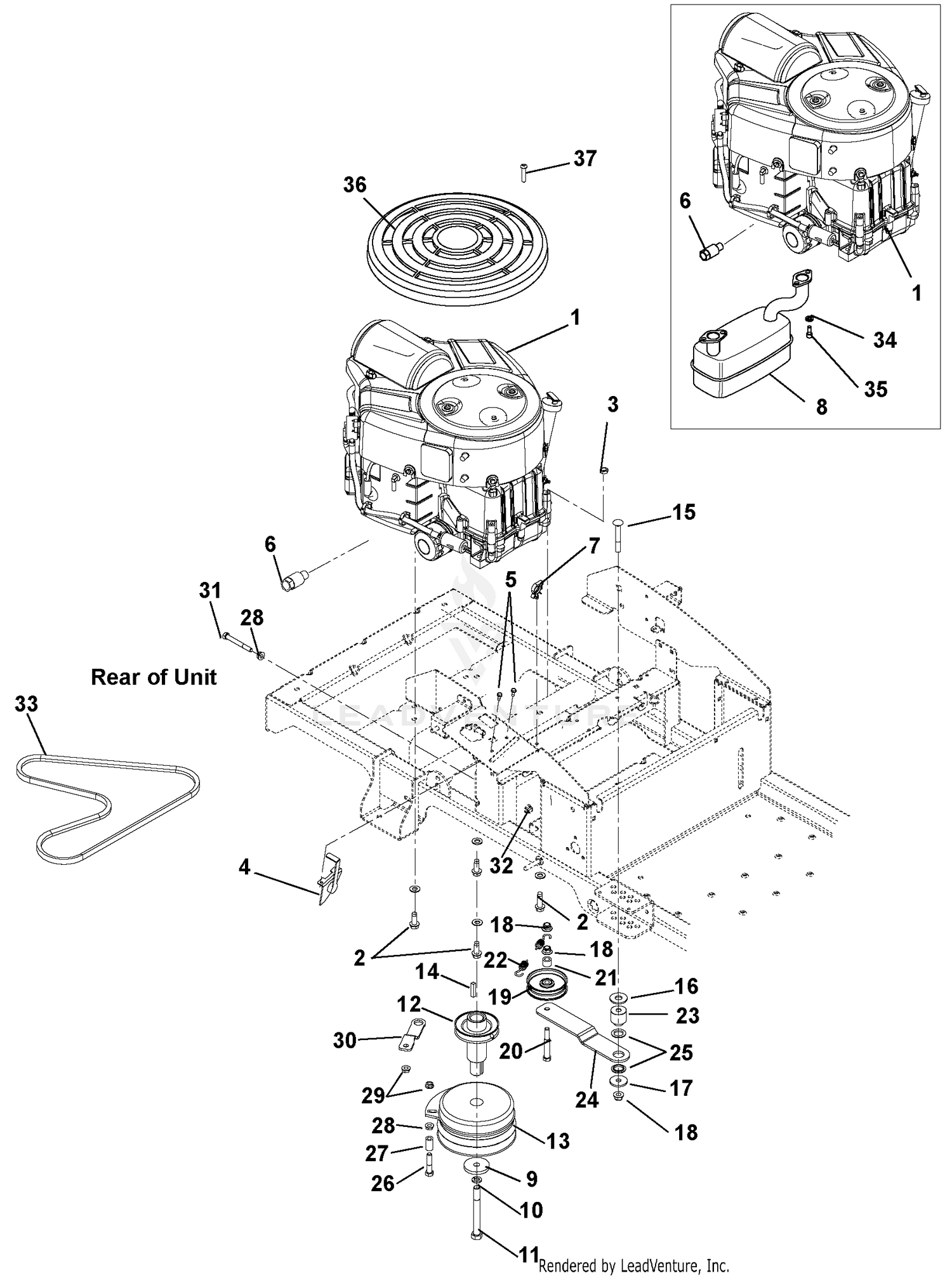 Engine, Exhaust, Belts And Idlers