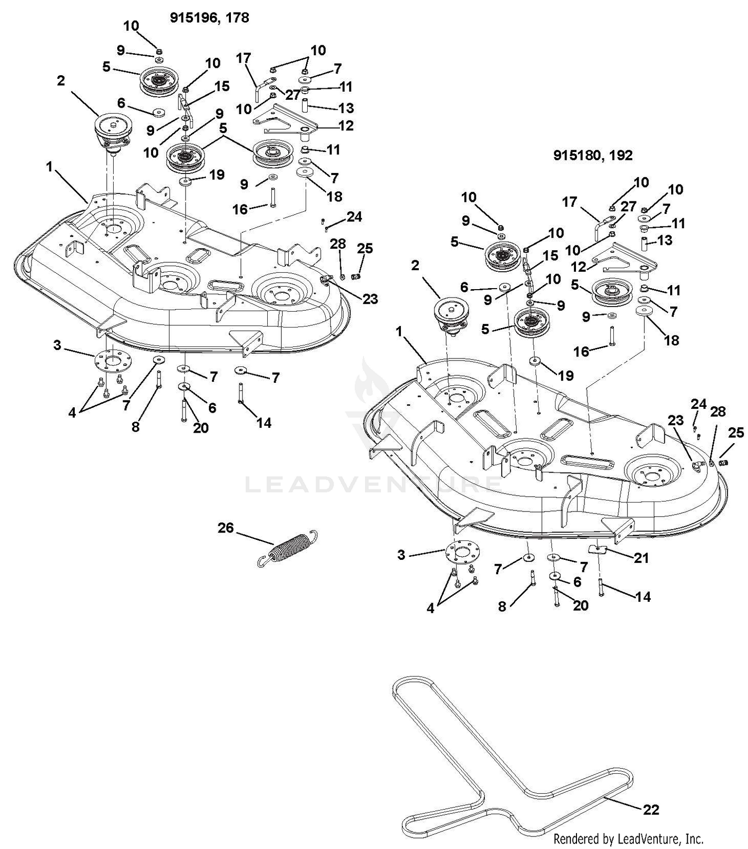 Mower Deck, Belt And Idlers