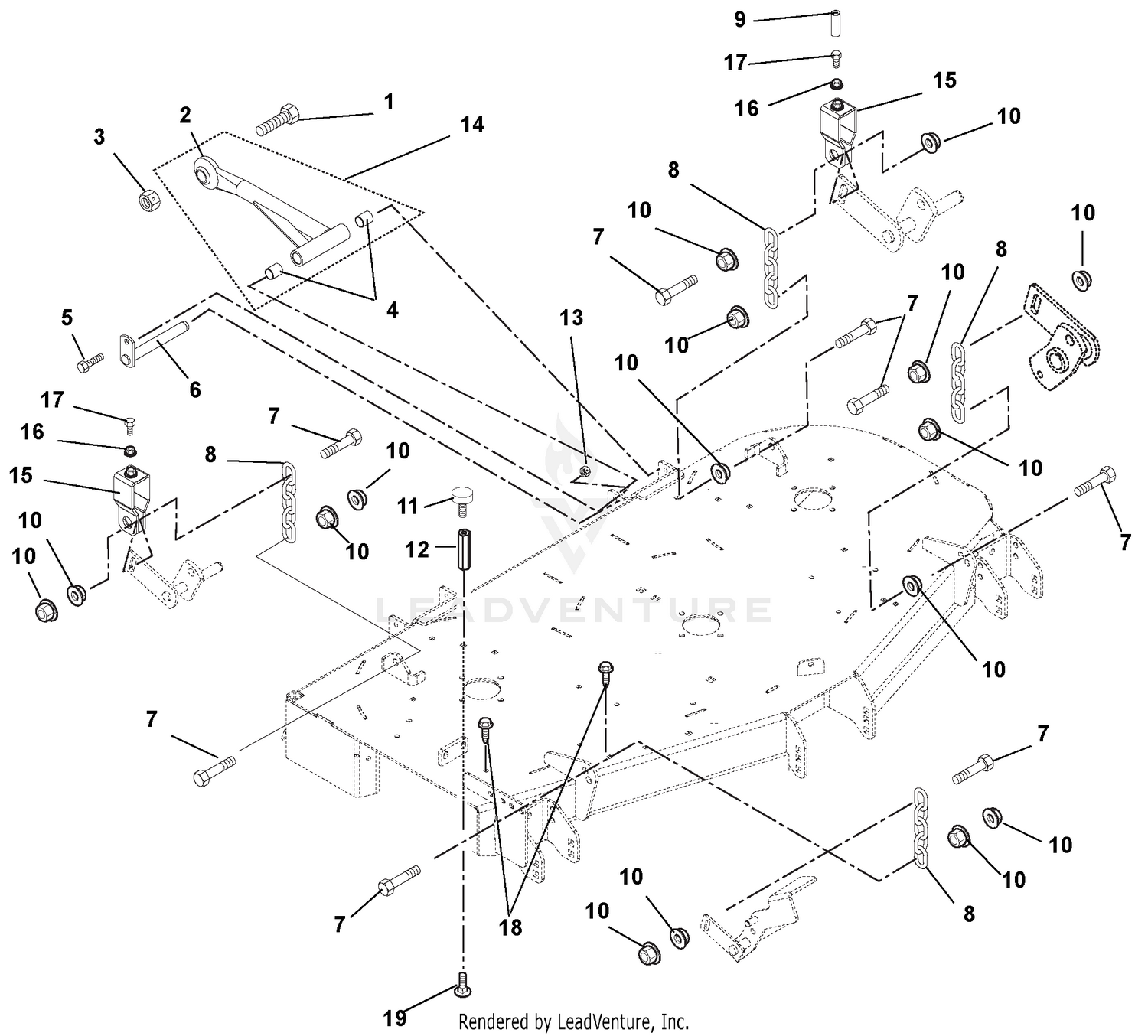 Mounting Arms, Link Chains, And Deck Bumpers