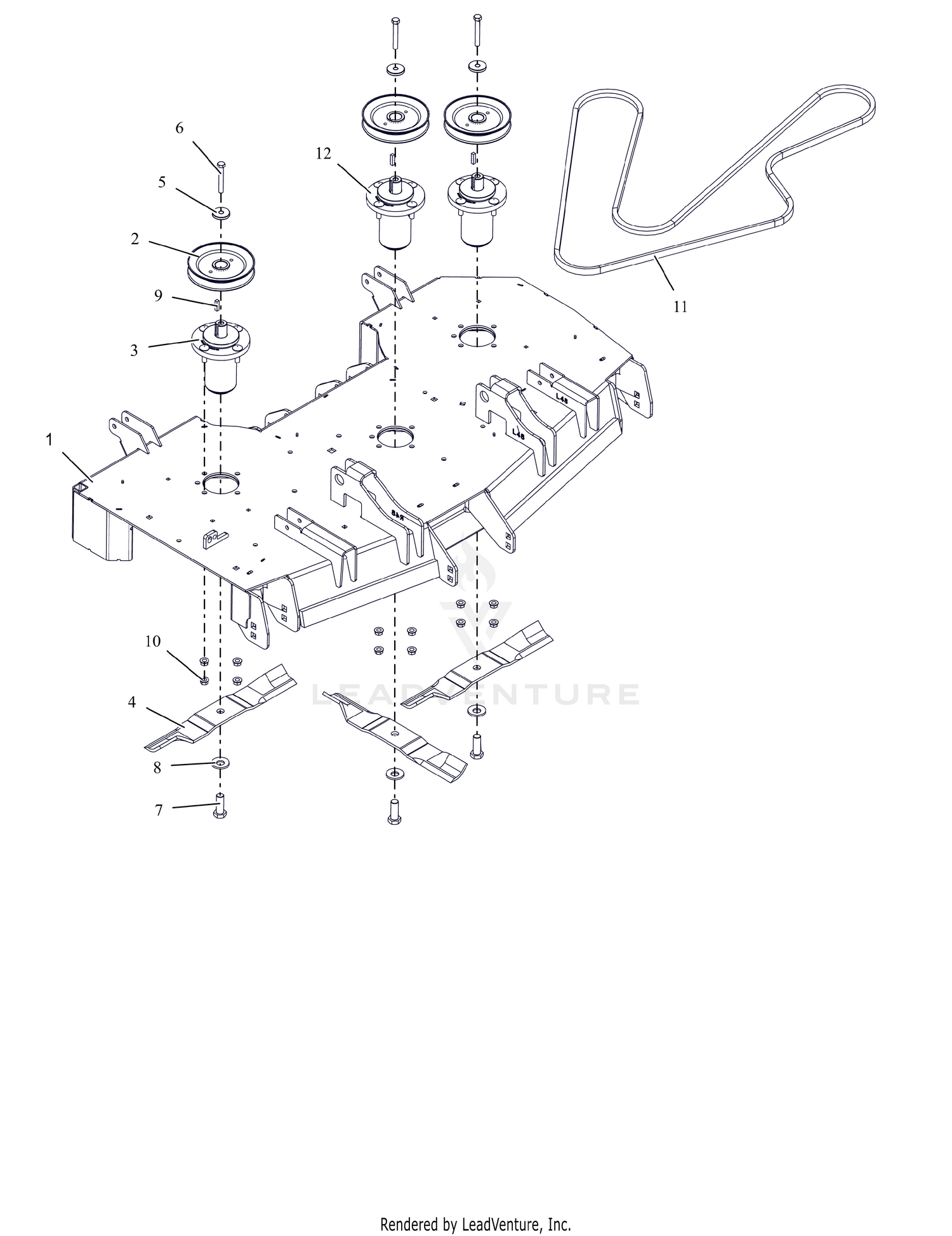 Deck, Belts, Blades and Spindles - 48"