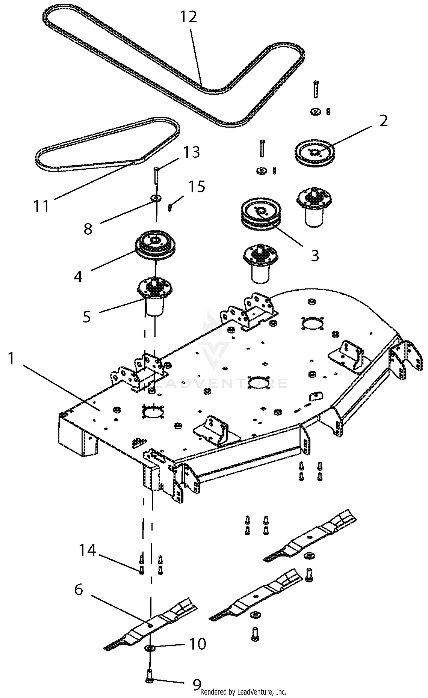 Decks, Belts, Baffles, Blades And Spindles - 52 Inch Deck