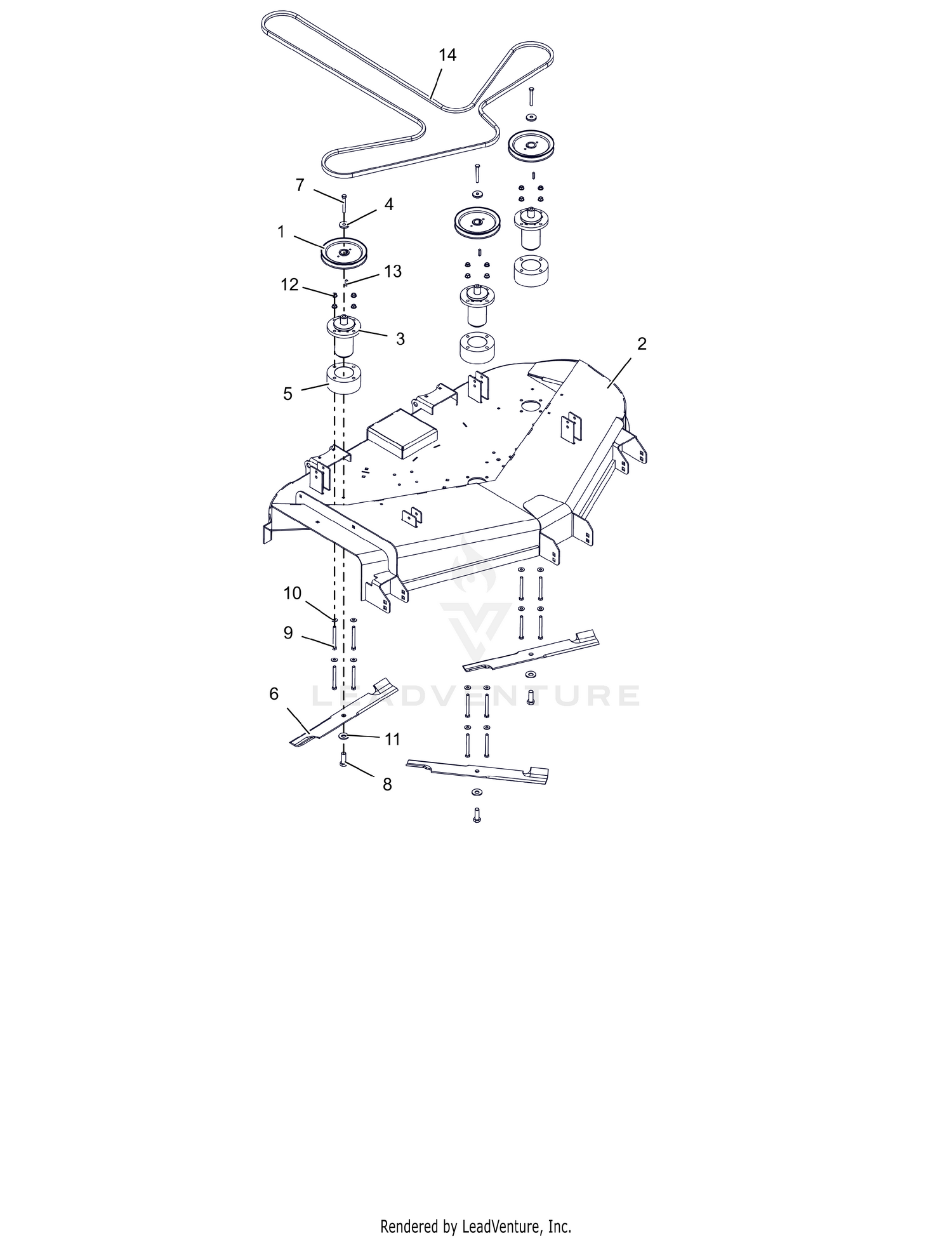 Deck, Spindles, Belt and Blades – Mach One