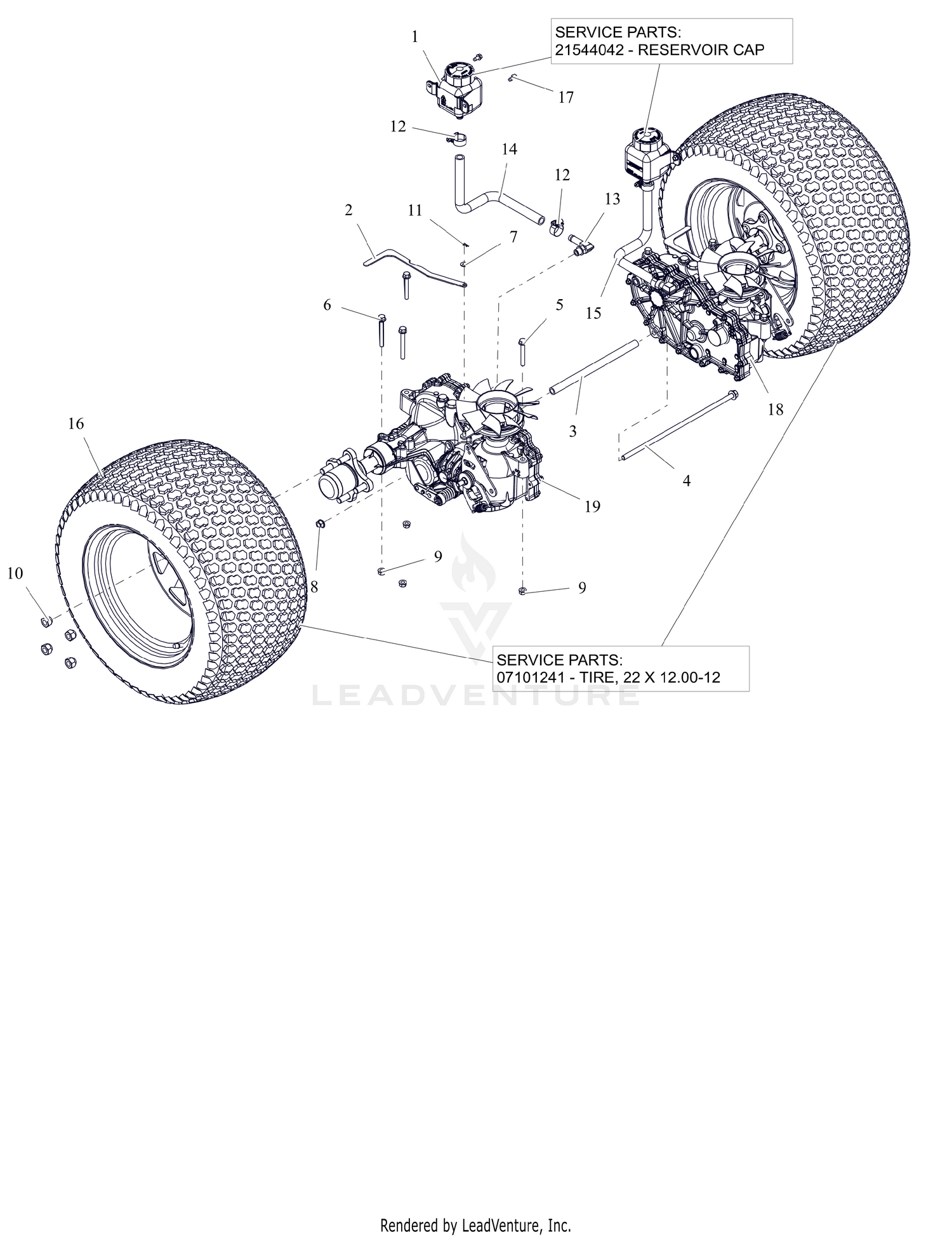 Rear Tires and Transaxles - 60"