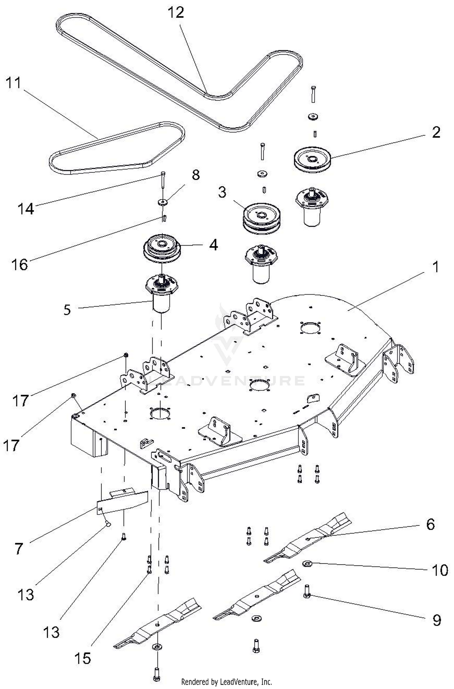 Decks, Belts, Baffles, Blades And Spindles - 52 Inch Deck
