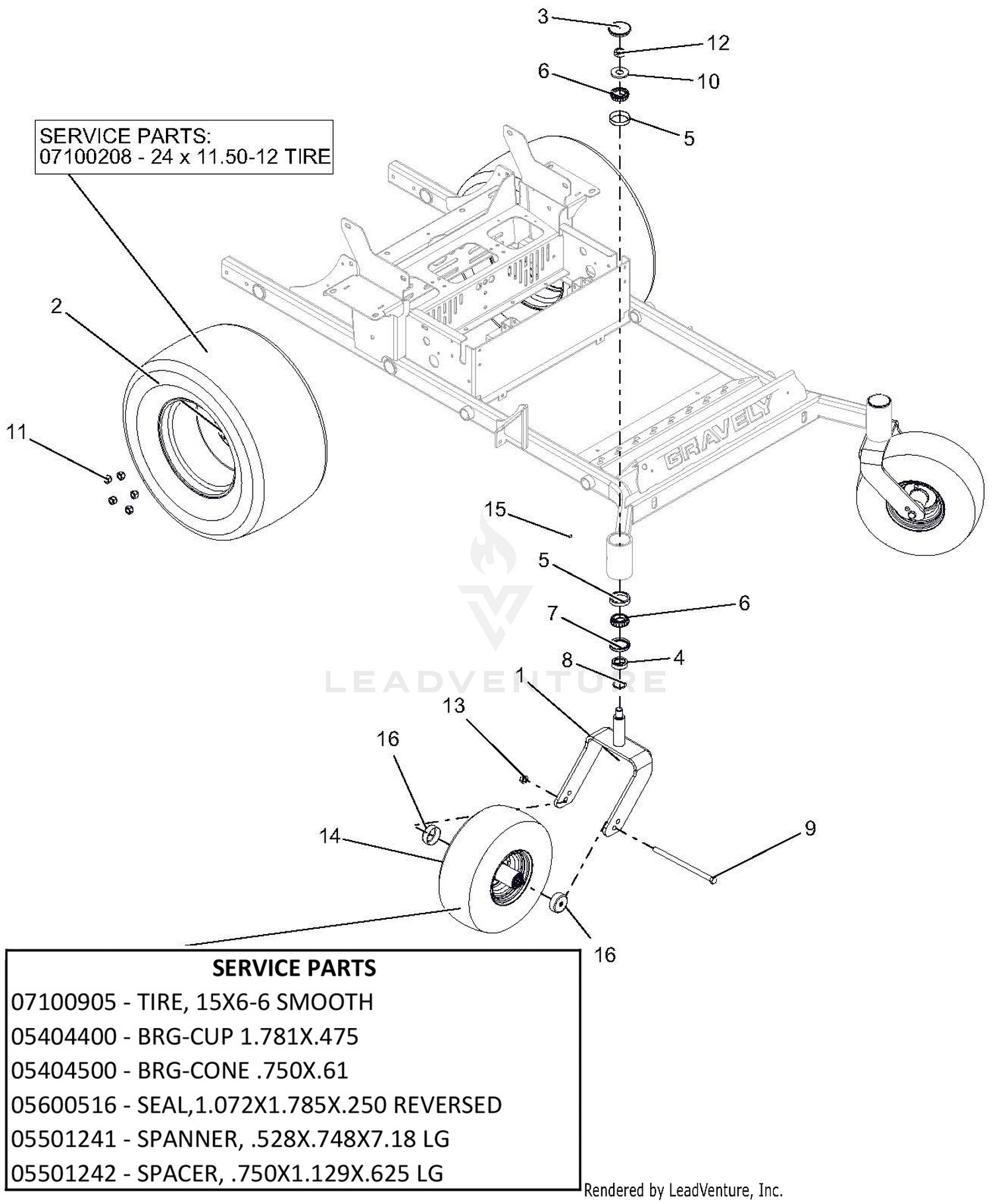 Casters And Tires - 60" Deck