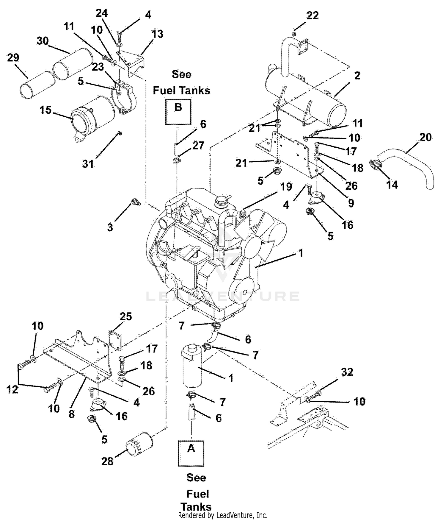 Engine, Muffler And Air Filter