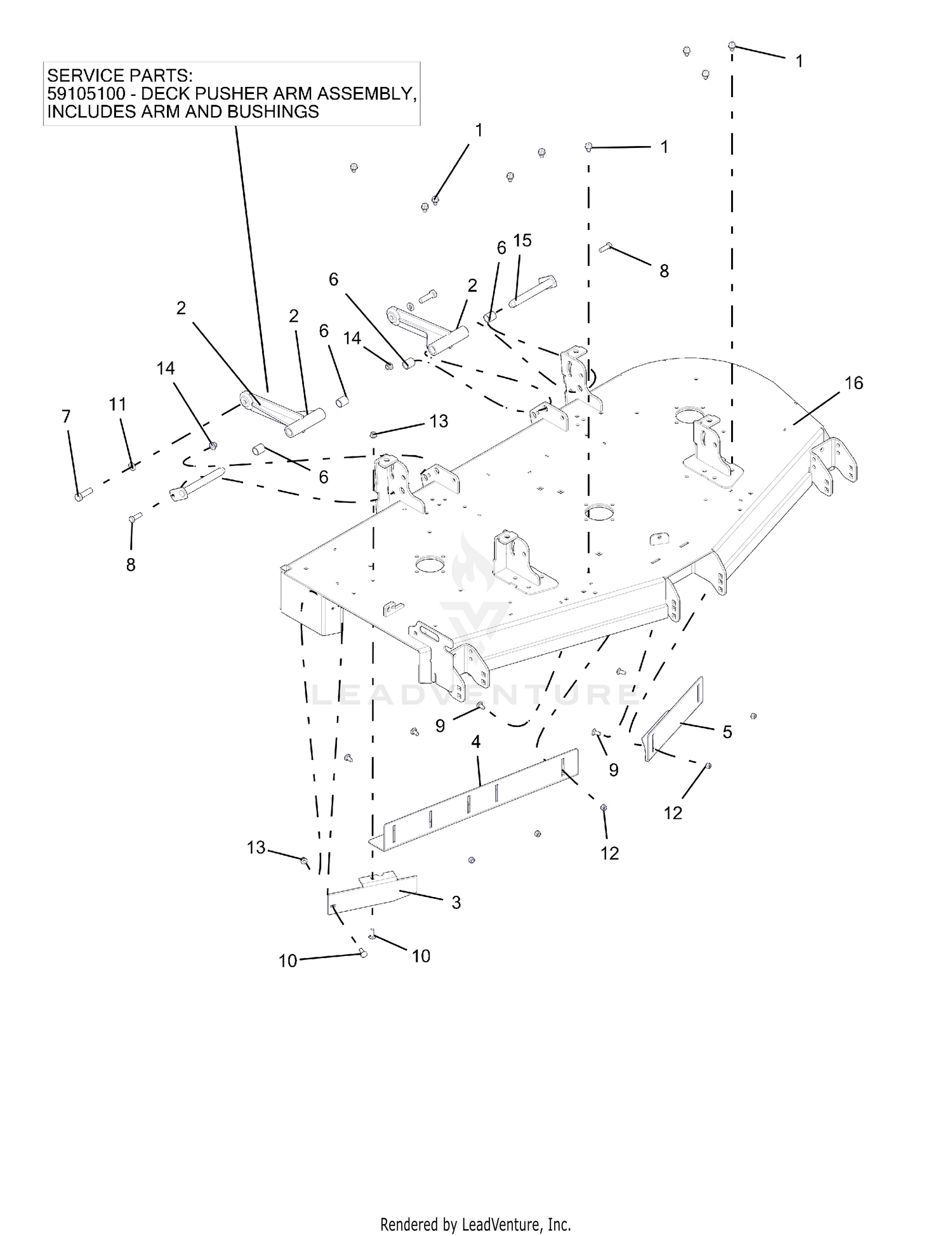 Deck And Mounting Arms, 60" Deck
