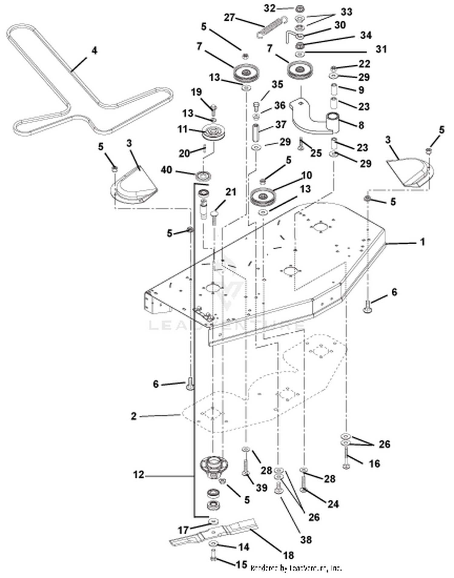 Mower Deck, Belt, Idlers And Blades
