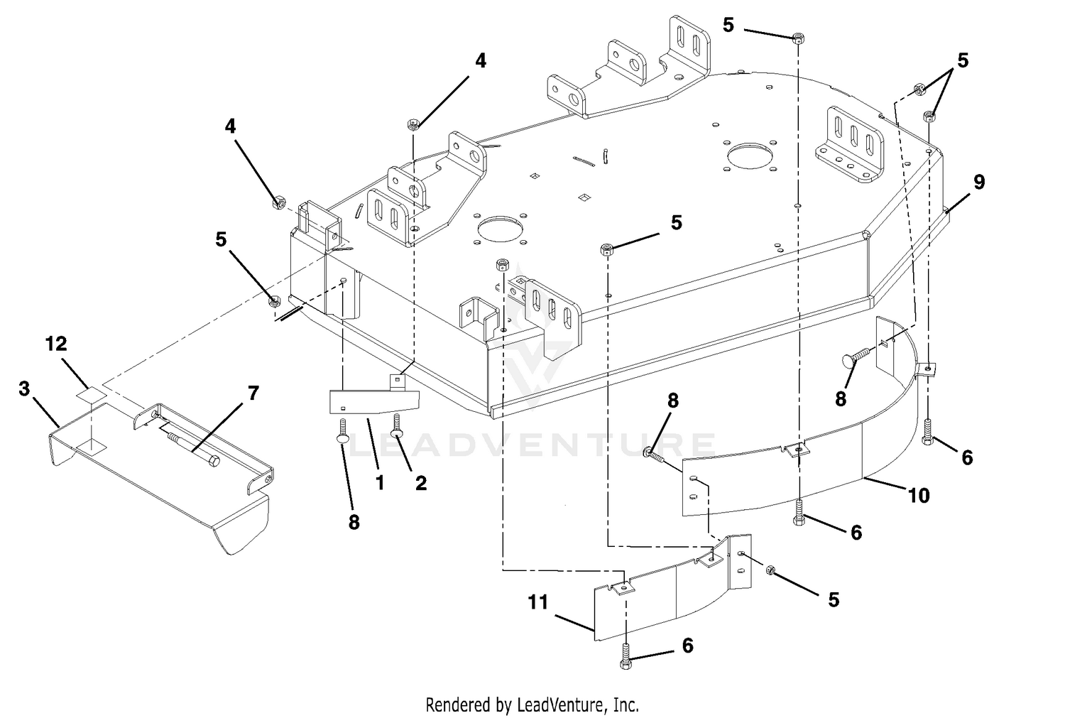 Deck, Discharge Chute And Baffles