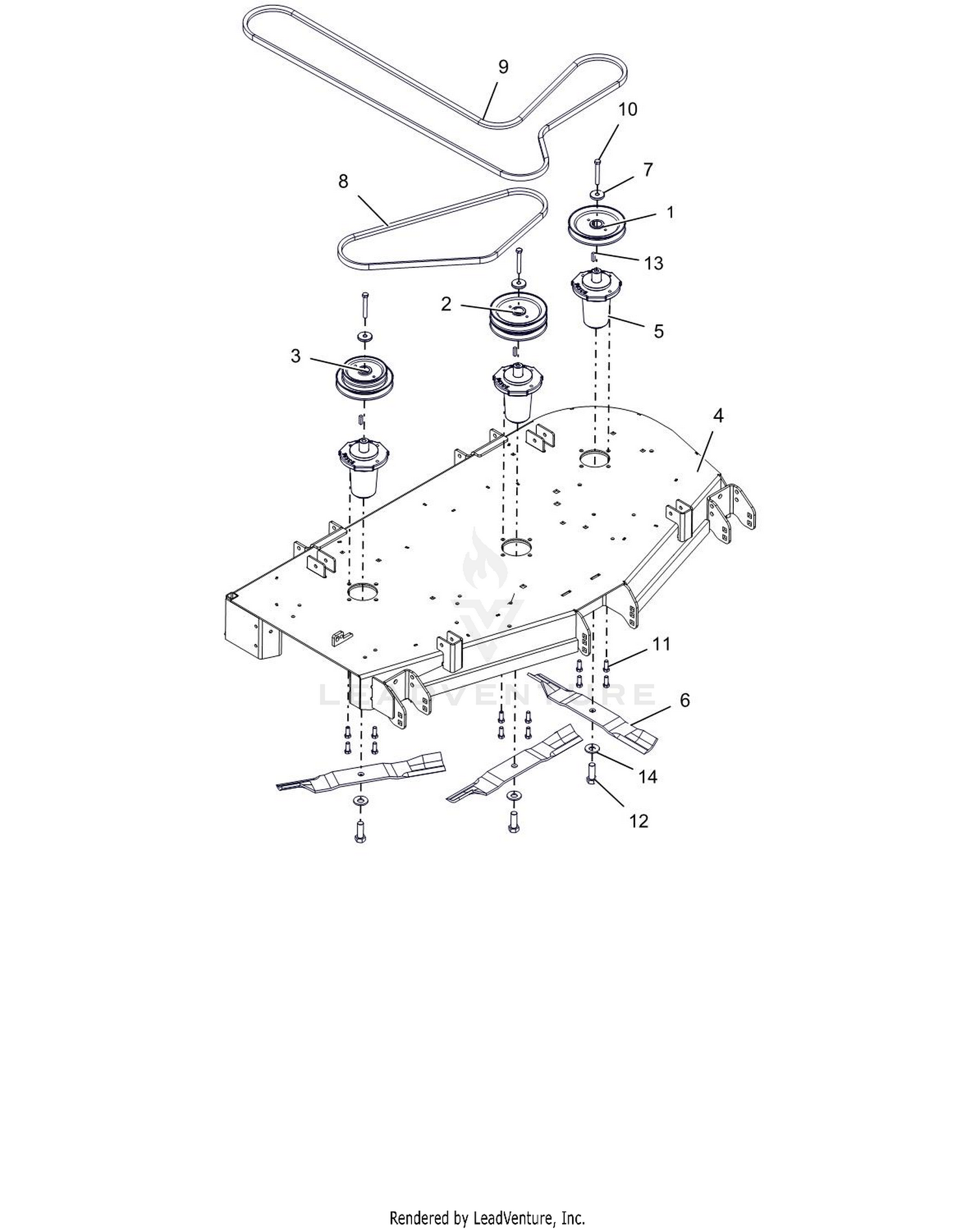 Deck, Belts, Blades And Spindles - 52"