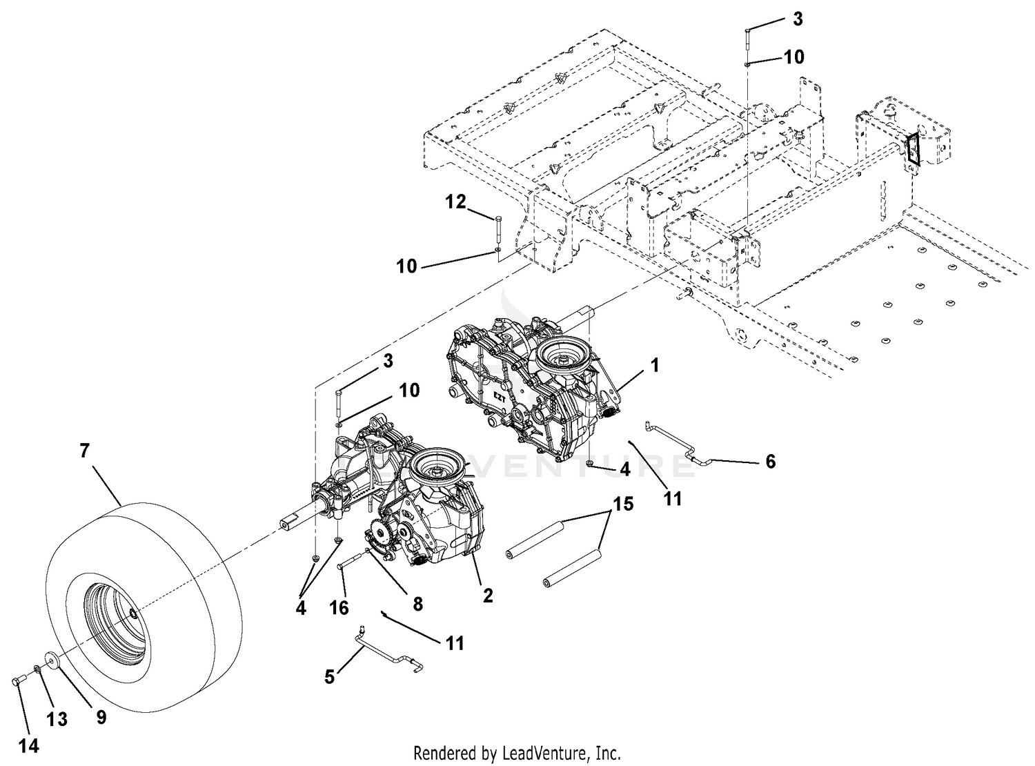 Transaxle, Dump Valves And Rear Wheels