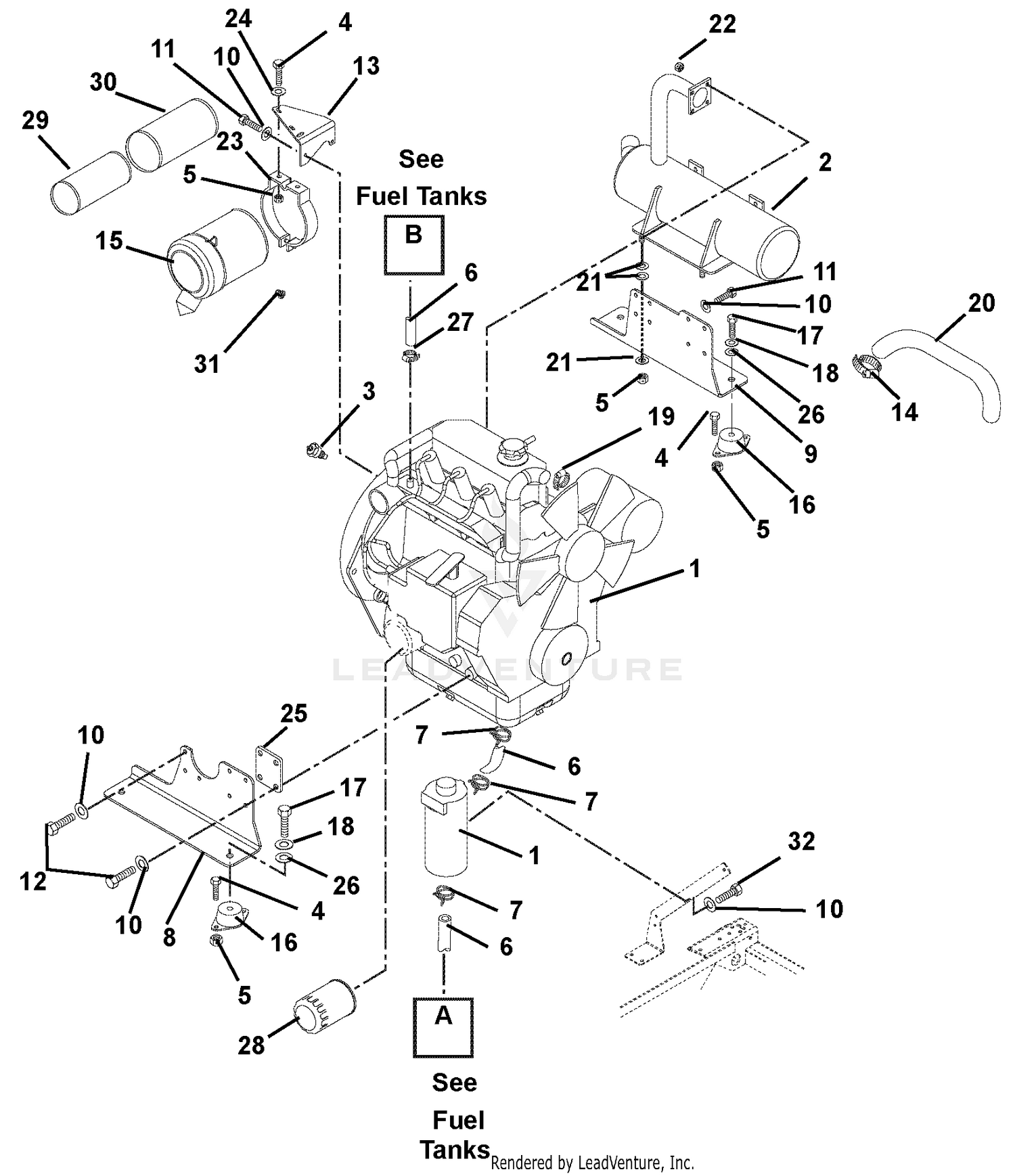 Engine, Muffler And Air Filter