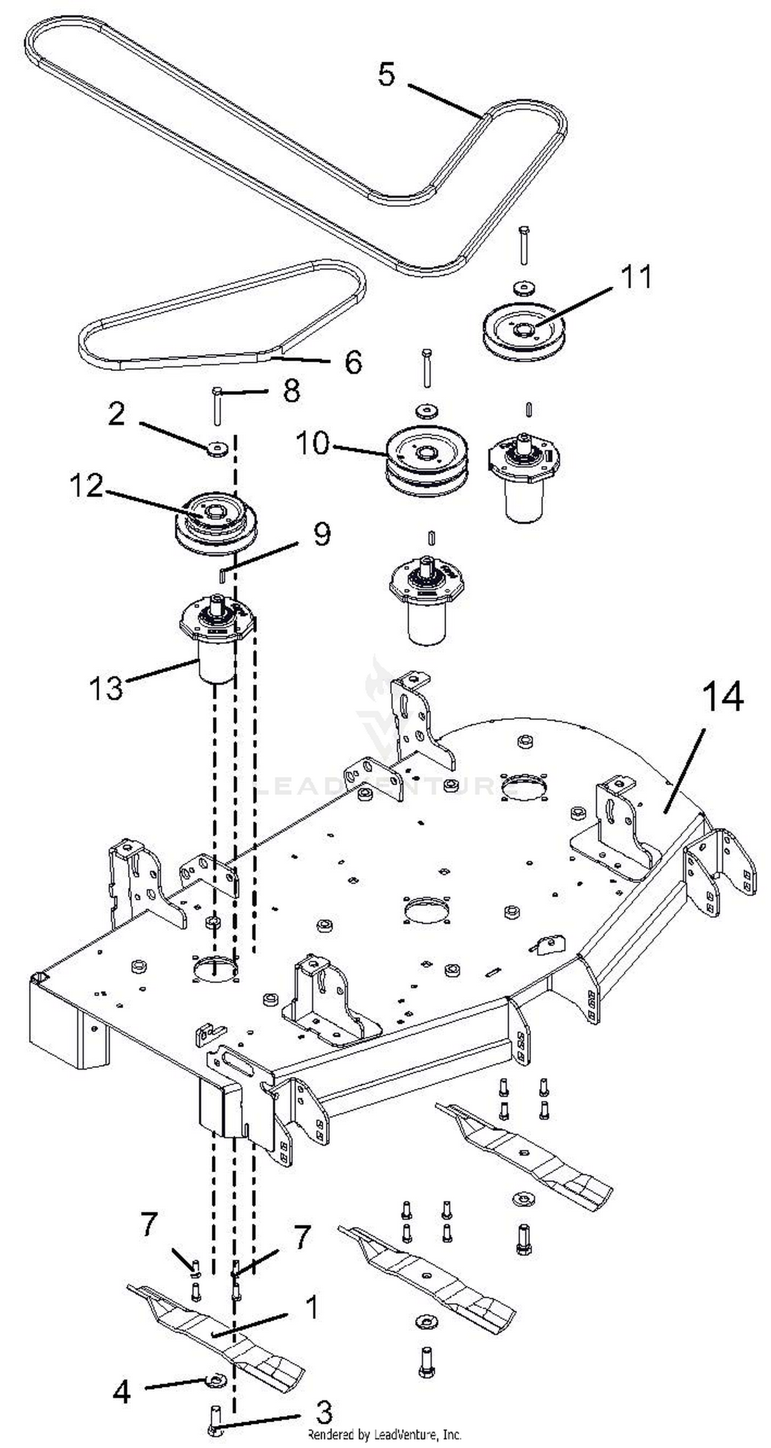 Deck, Belts And Blades 48" - SN 030000 - 039999