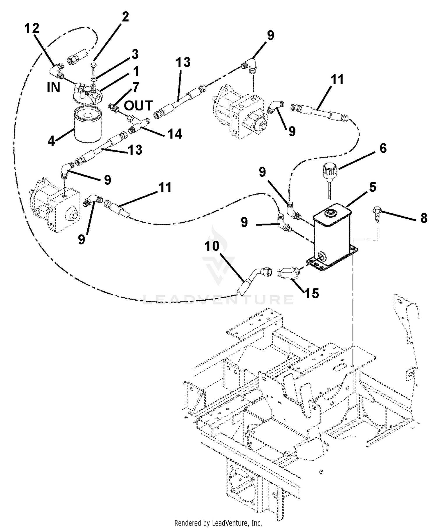 Hydraulic Tank, Filter And Pump To Tank Circuit