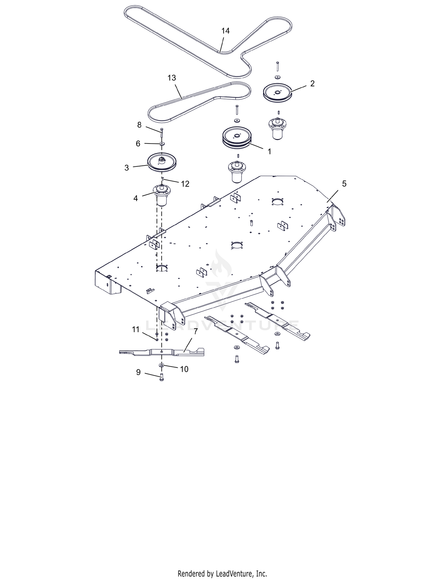 Deck, Spindles, Belts and Blades – 72"