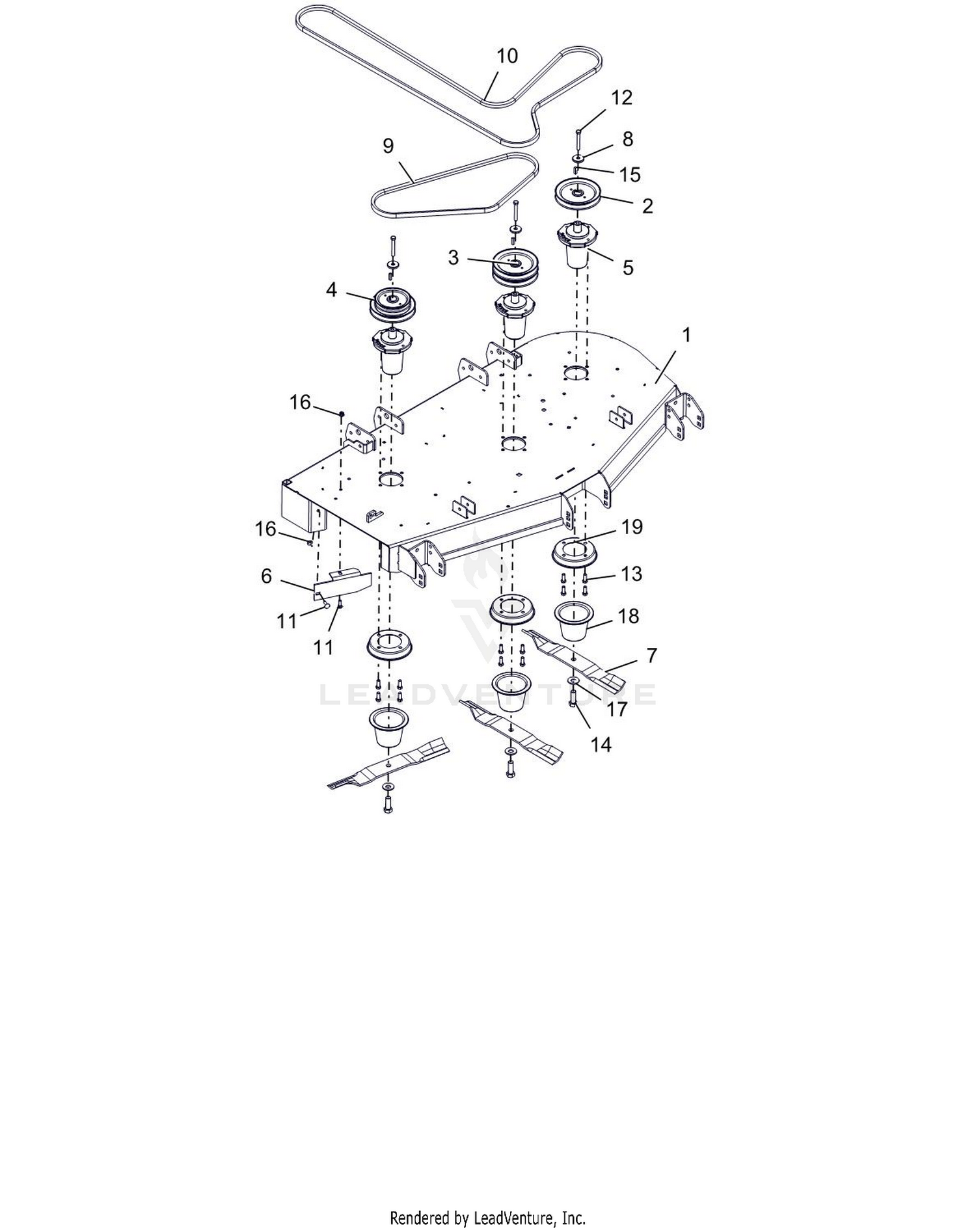 Deck, Belts, Baffle, Blades And Spindles - 52"
