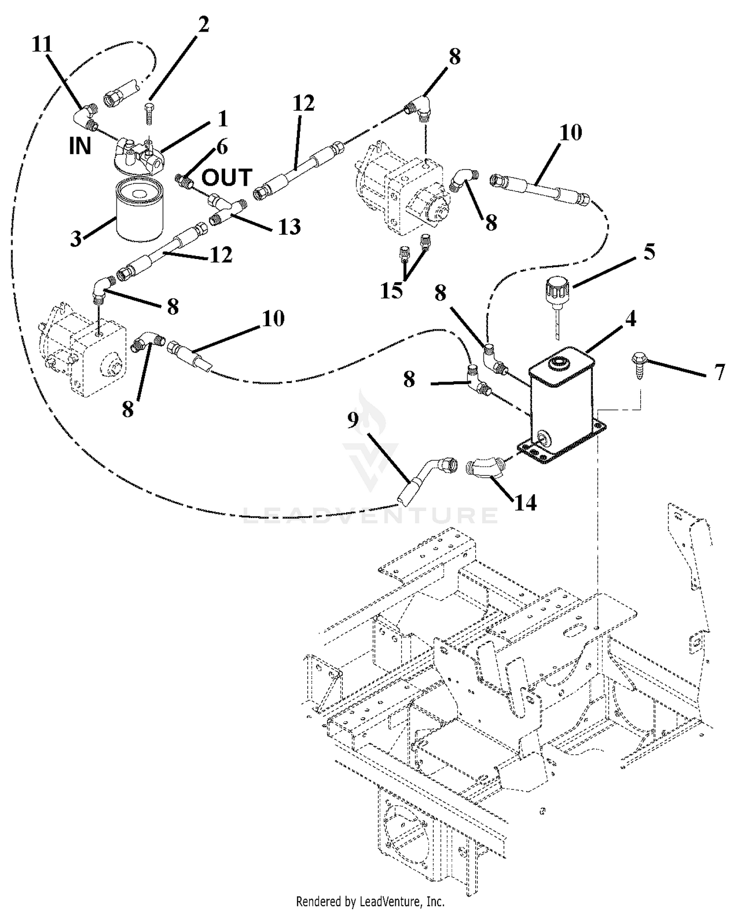 Hydraulic Tank, Filter, Pumps And Hoses