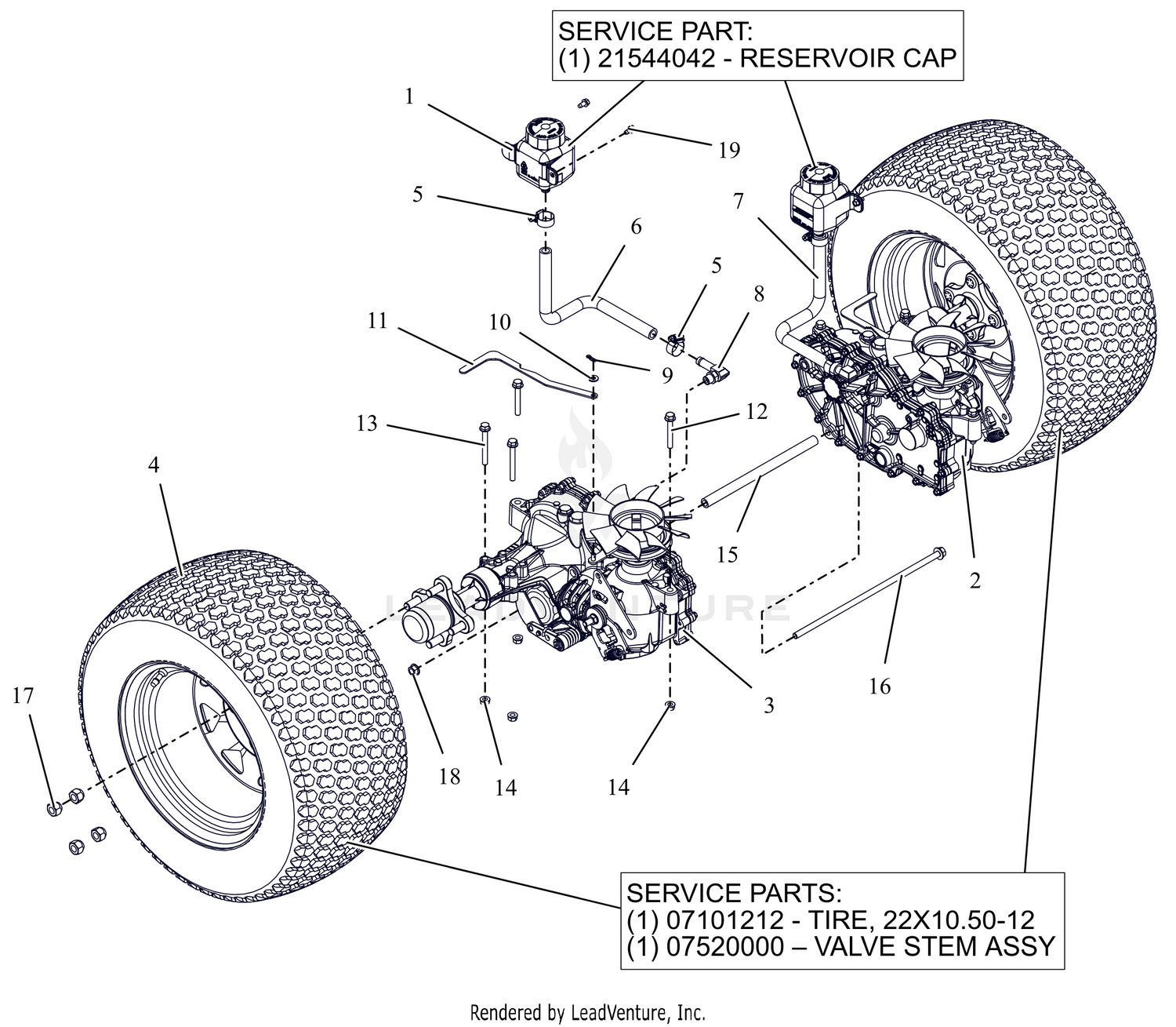 Rear Tires and Transaxles - 52"