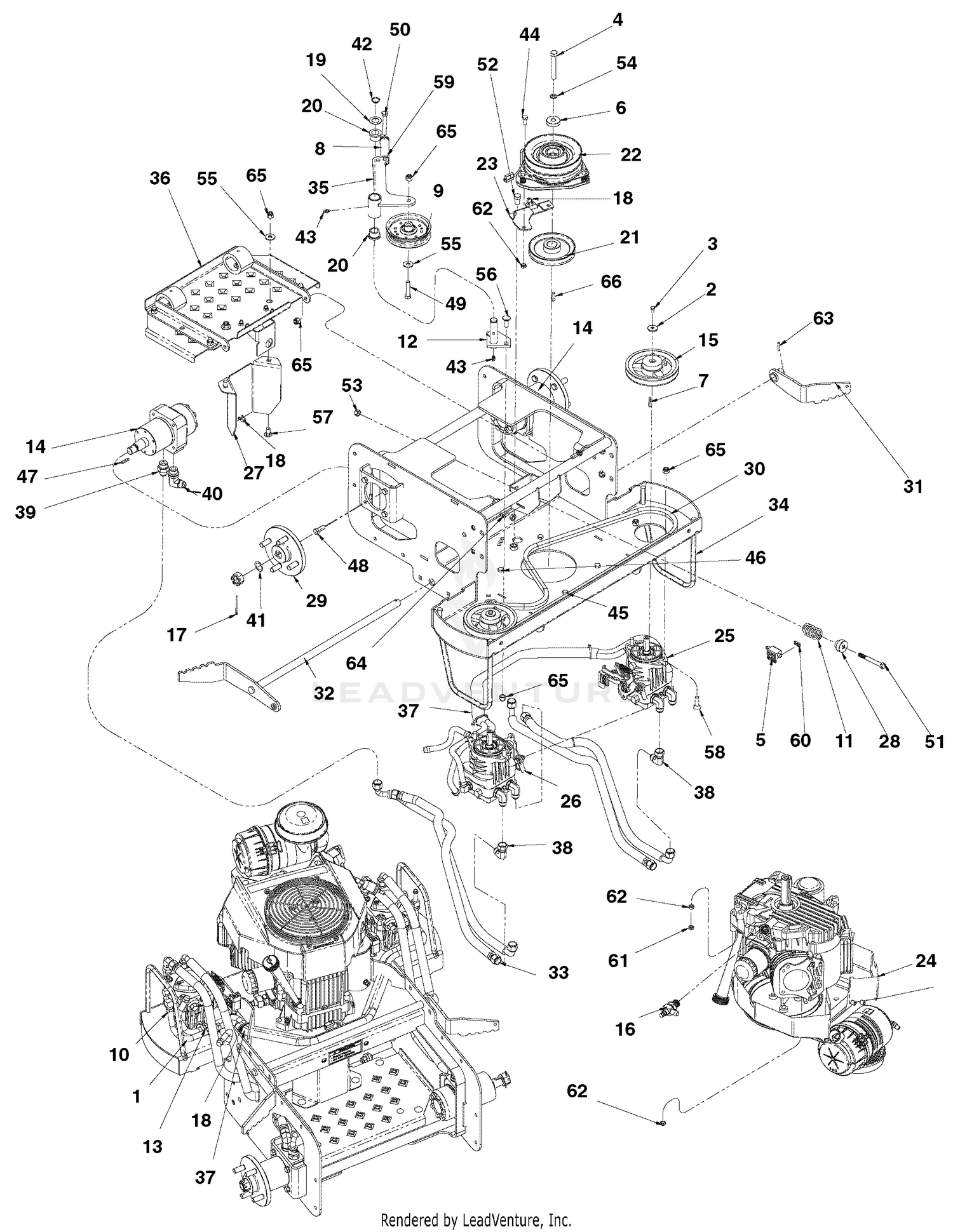 Engine, Hydraulic And Main Frame Assembly