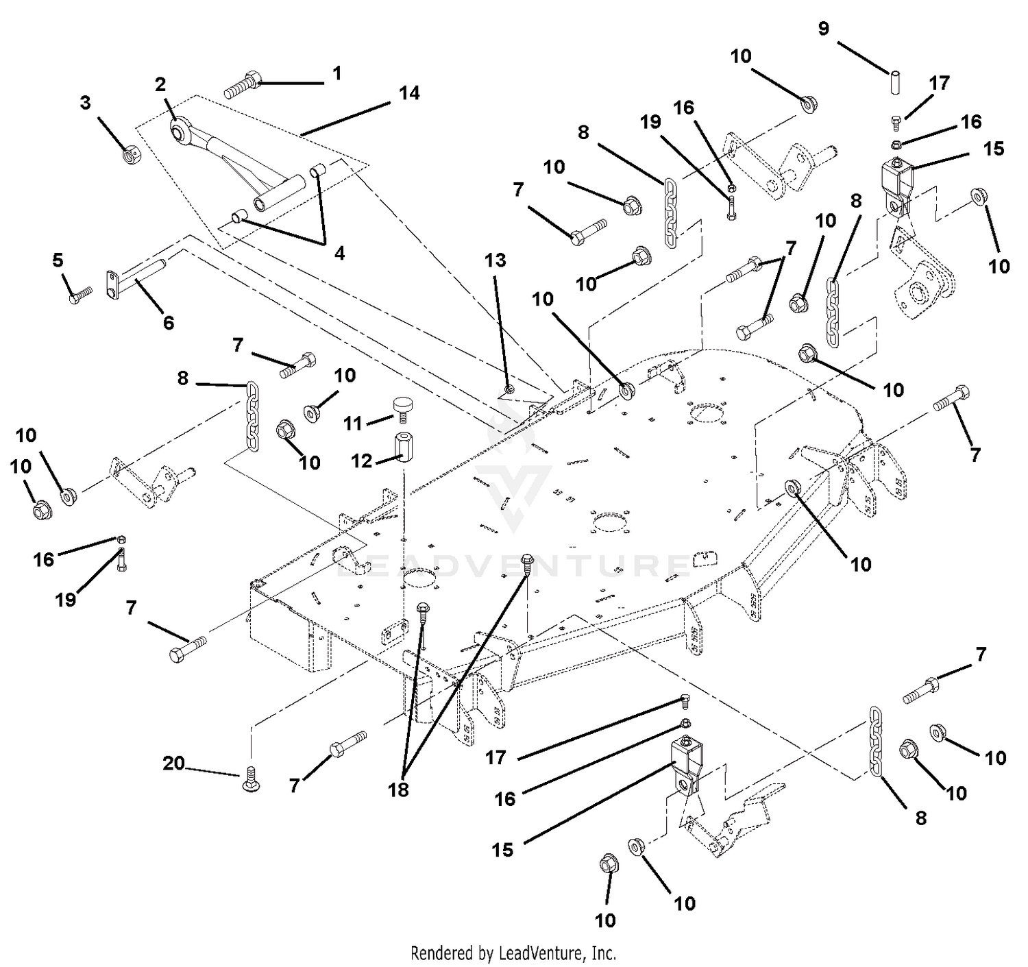 Mounting Arms, Link Chains And Deck Bumpers
