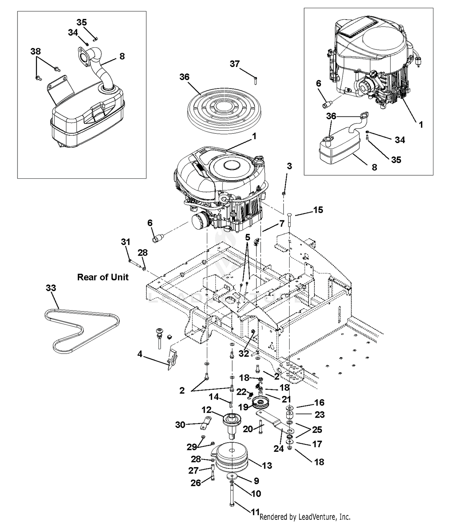 Engine, Exhaust, Belts And Idlers