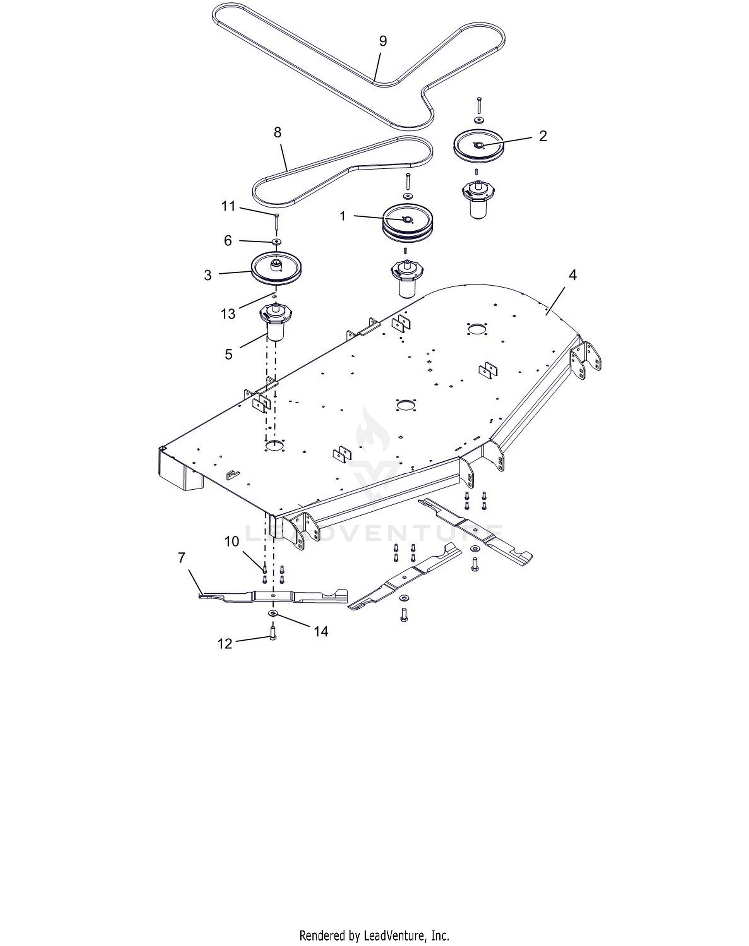 Deck, Belts, Blades And Spindles - 72"