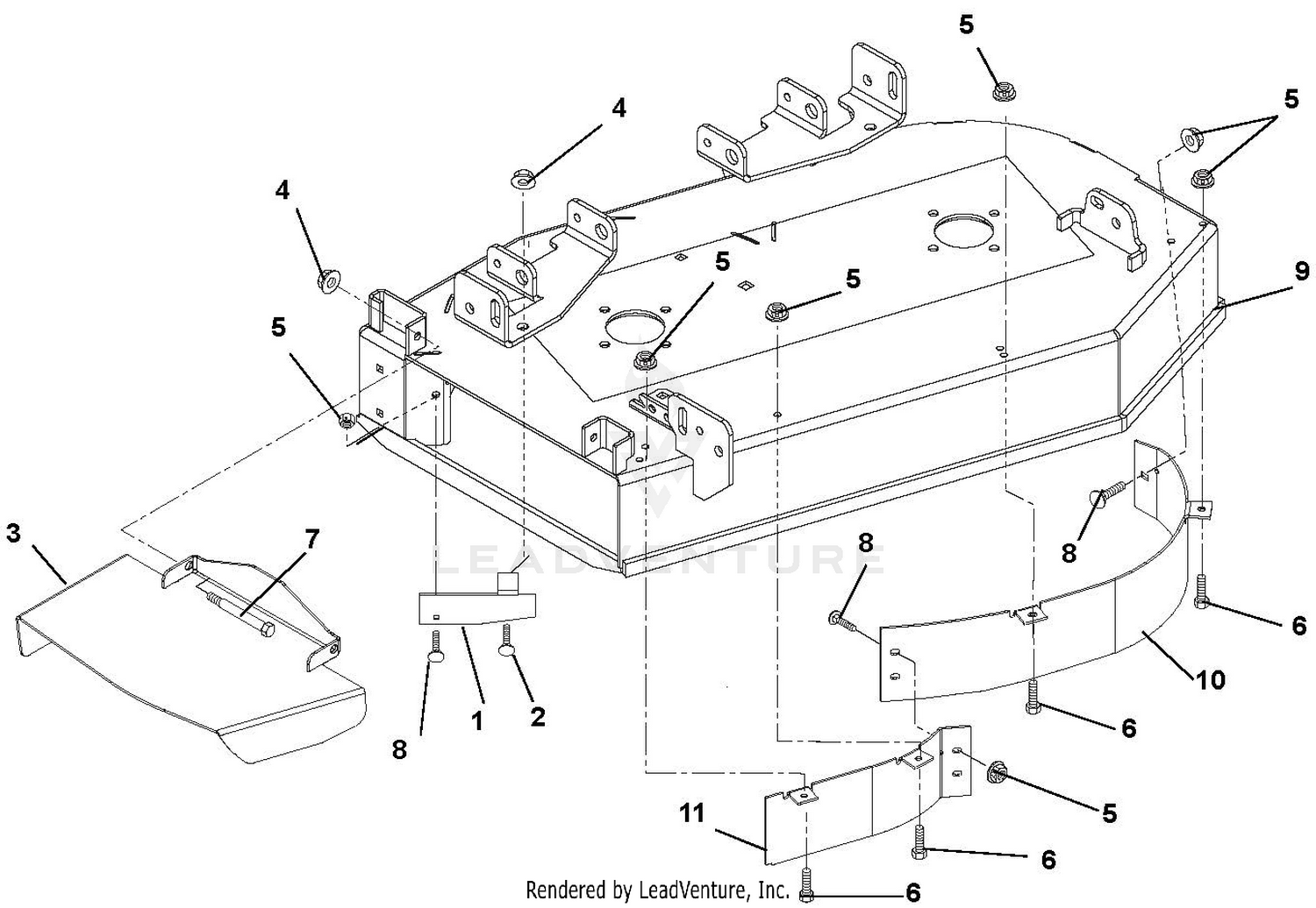 Deck, Discharge Chute And Baffles