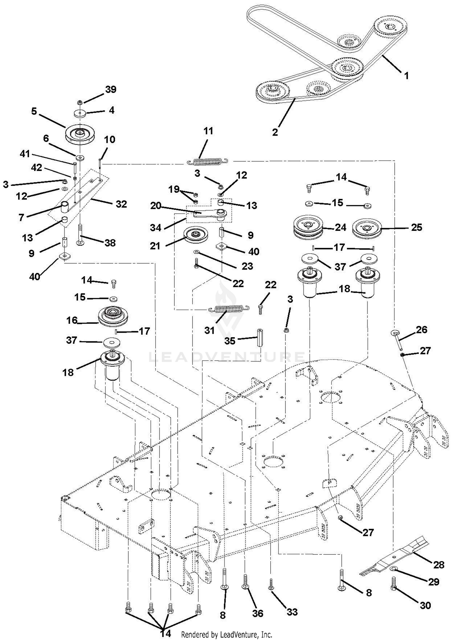 Belts, Spindles, Idlers And Mower Blades