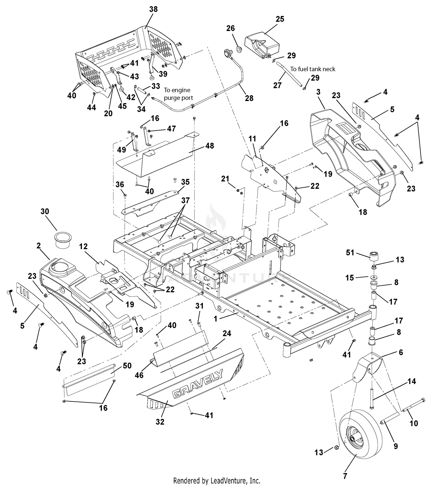Frame, Hood, Fenders, Casters And Tires