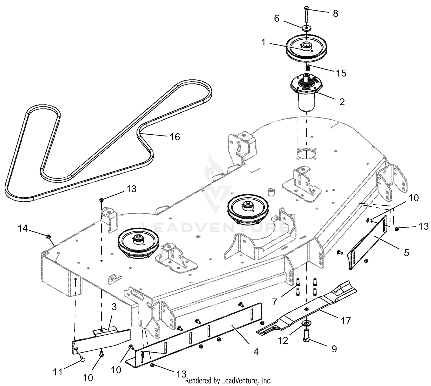 Deck - Belt, Blades, Baffles, And Spindles