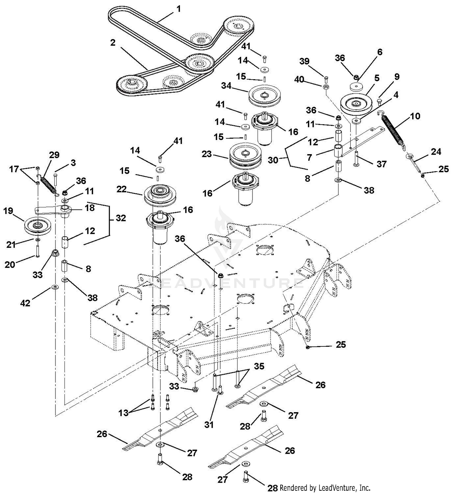 Belts, Spindles, Idlers And Blades - 44"