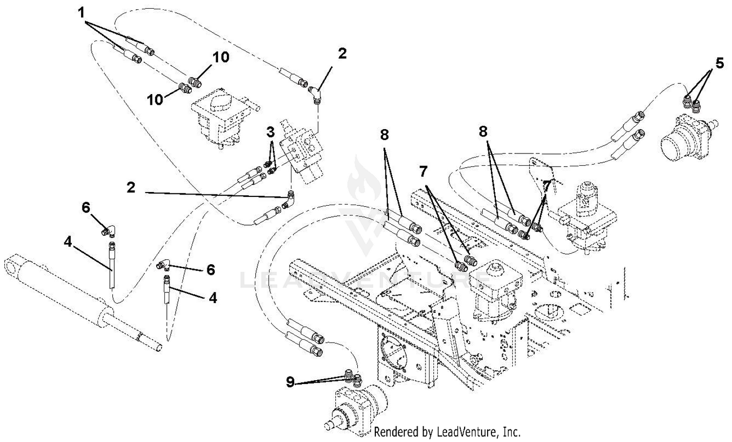 Hose Routing For Pumps, Wheel Motors & Cylinder
