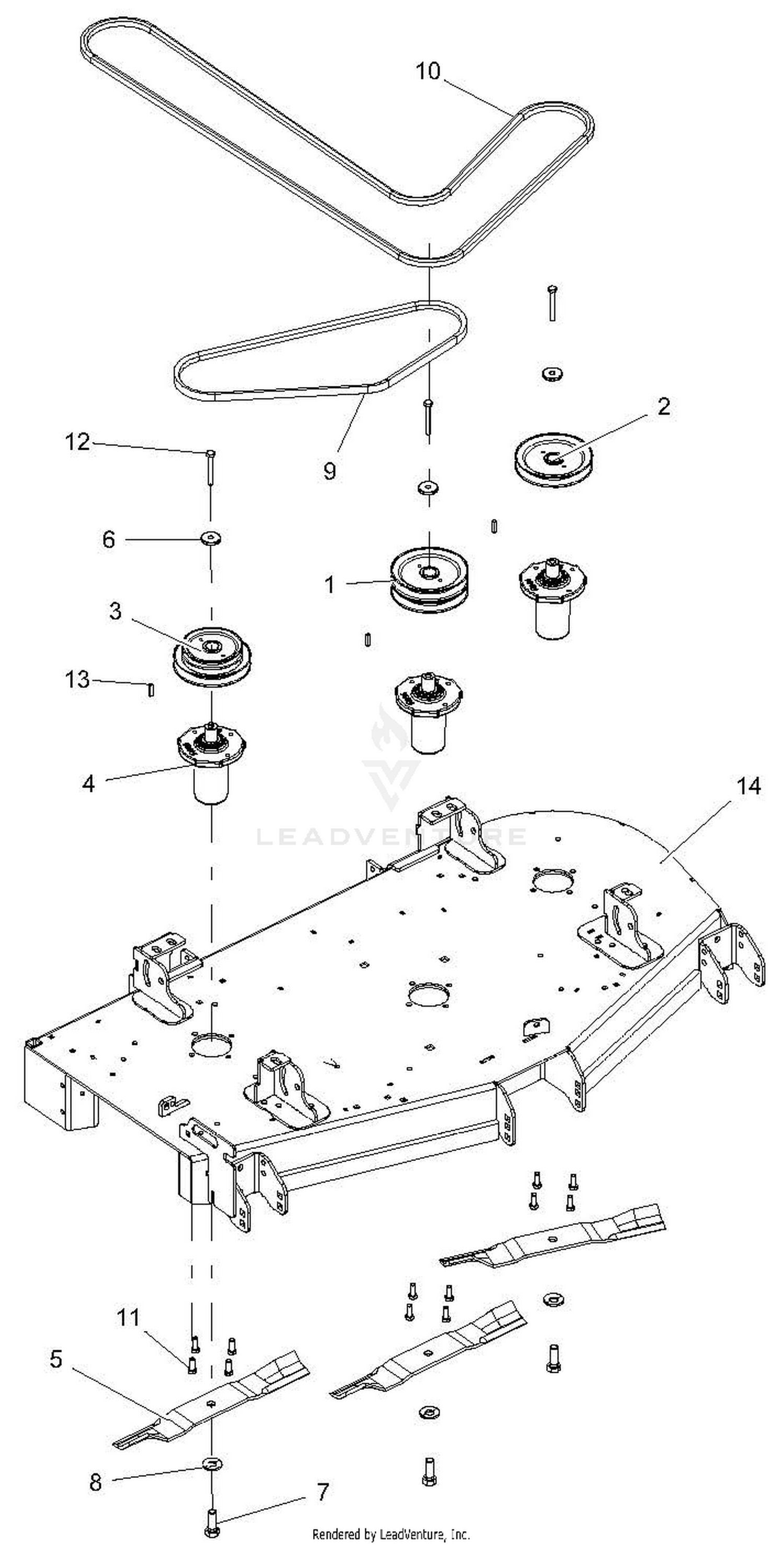 Deck, Belts, Blades And Spindles - 52-Inch Deck