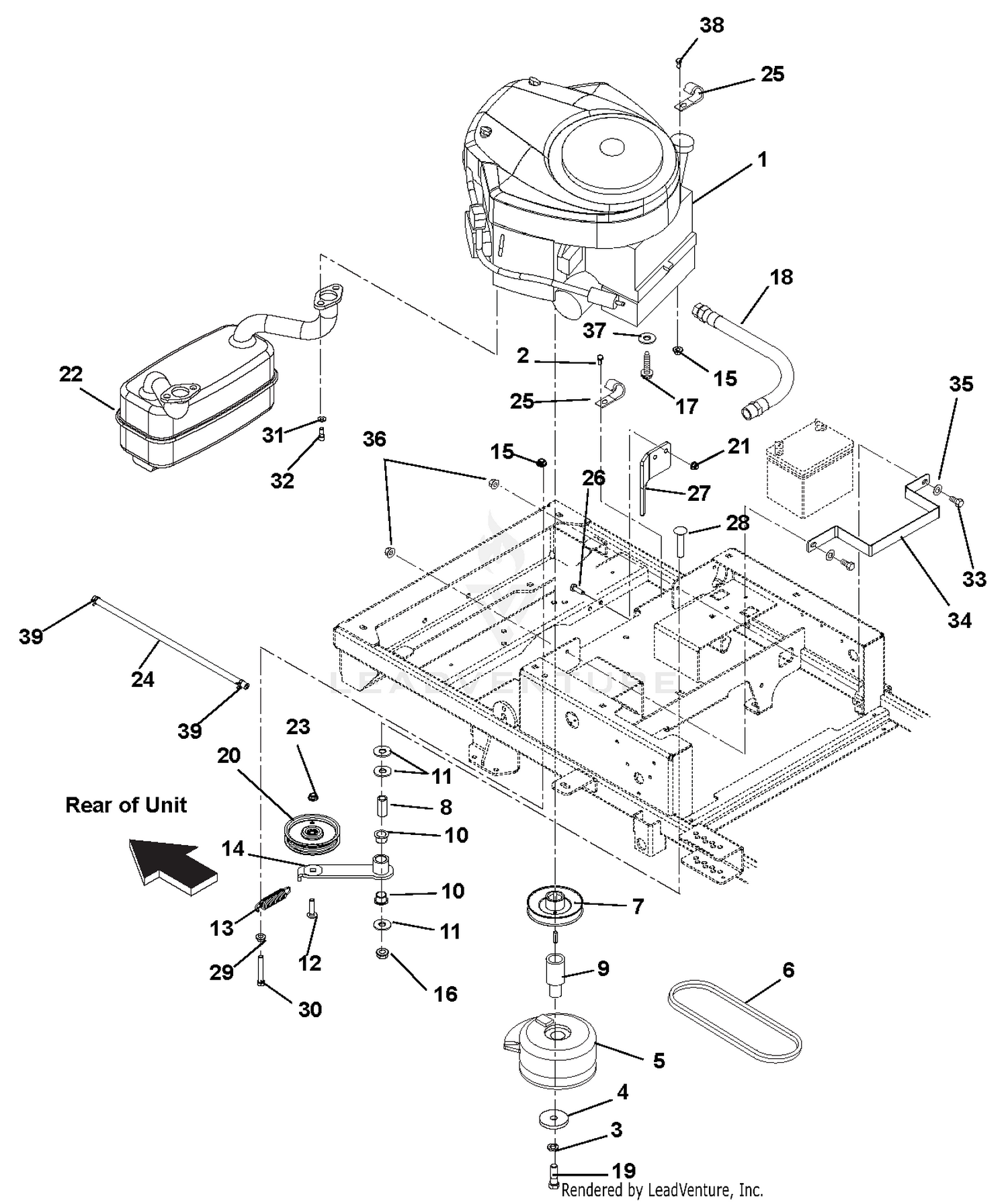 Engine, Exhaust, Belts and Idlers