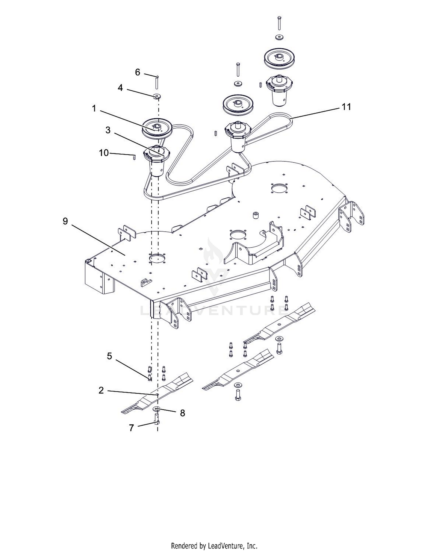 Deck, Belt, Blade And Spindles - 52"