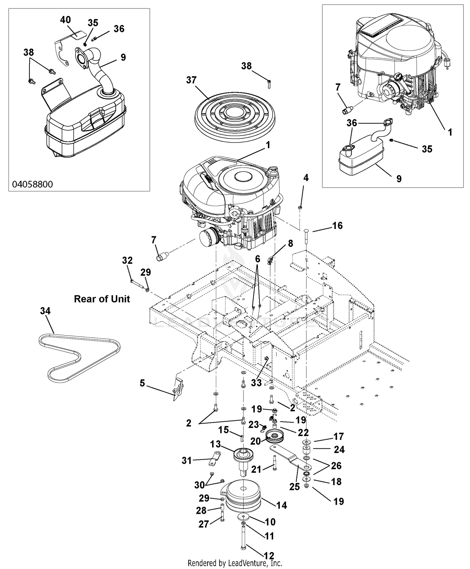 Engine, Exhaust, Belts And Idlers