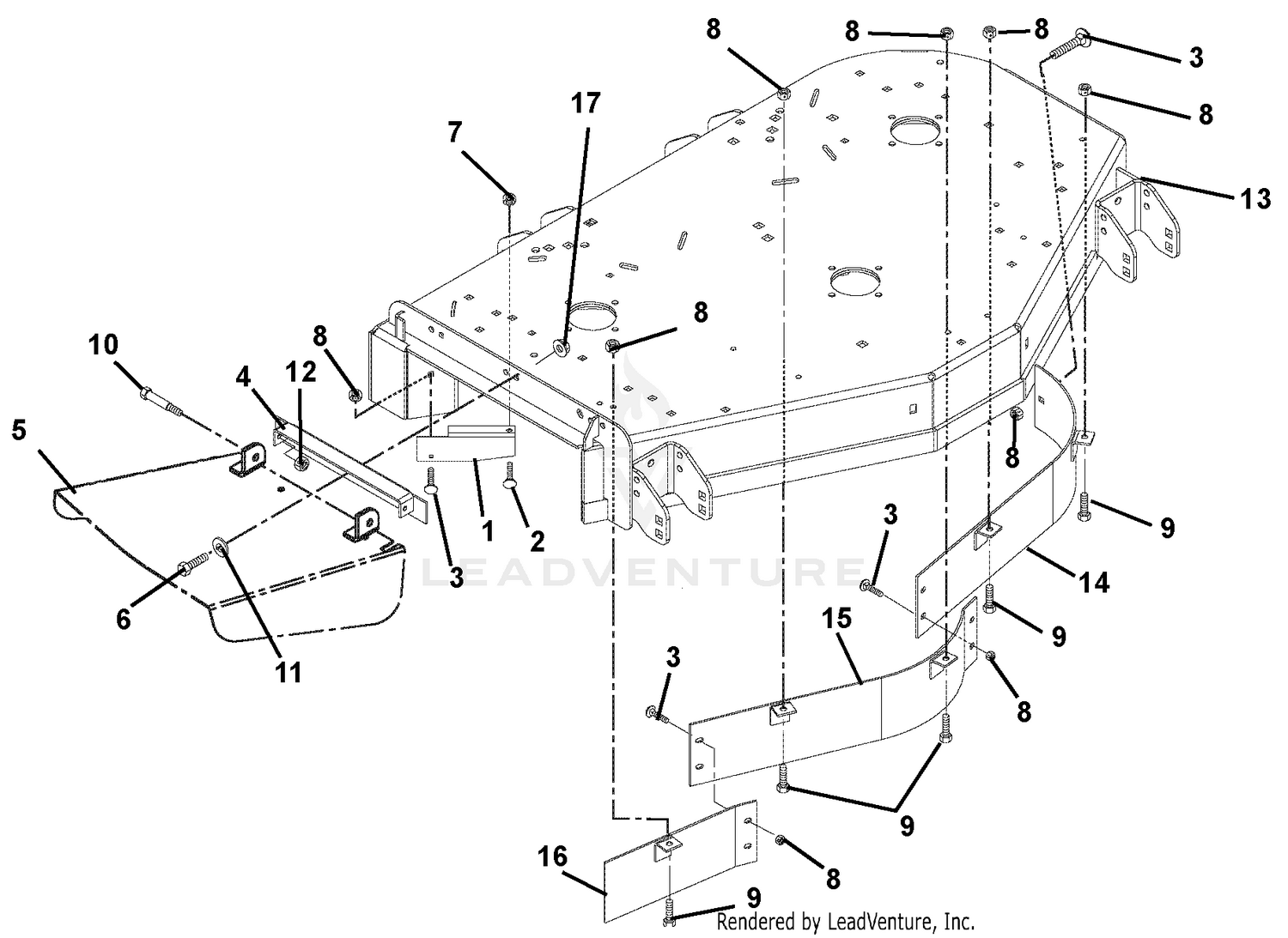 Deck, Discharge Chute And Baffles