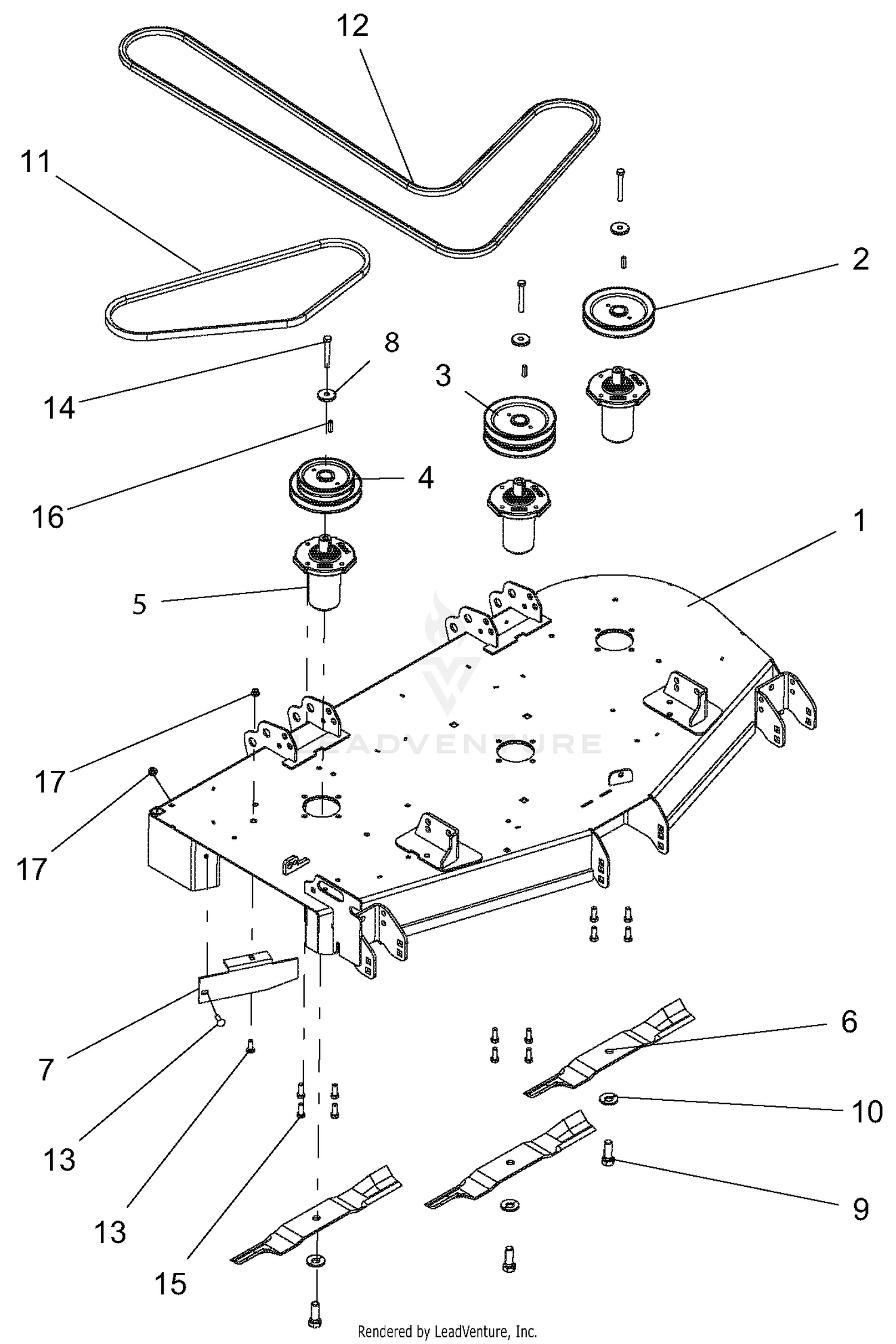 Decks, Belts, Baffles, Blades And Spindles - 52 Inch Deck