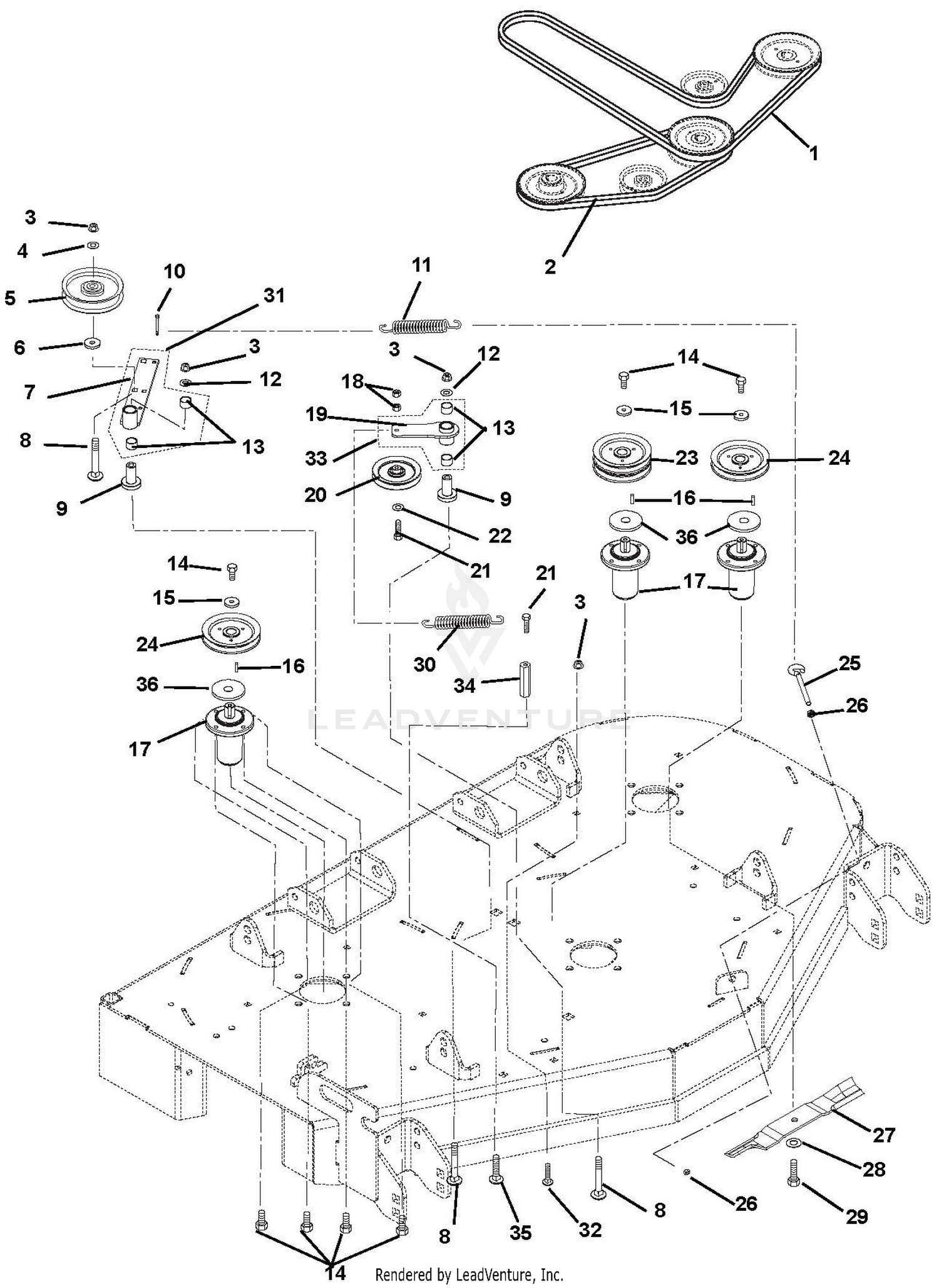 Belts, Spindles, Idlers And Mower Blades
