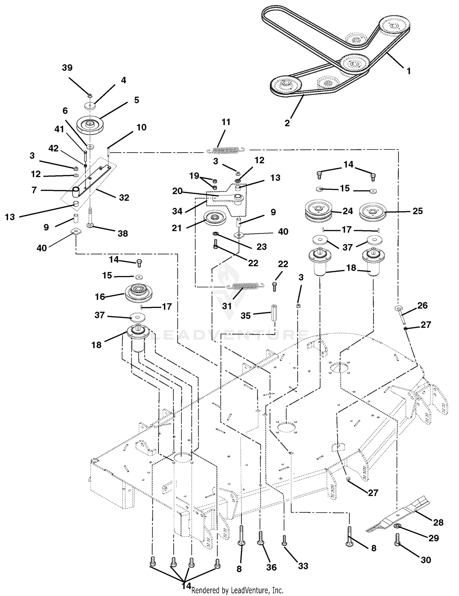 Belts, Spindles, Idlers And Mower Blades
