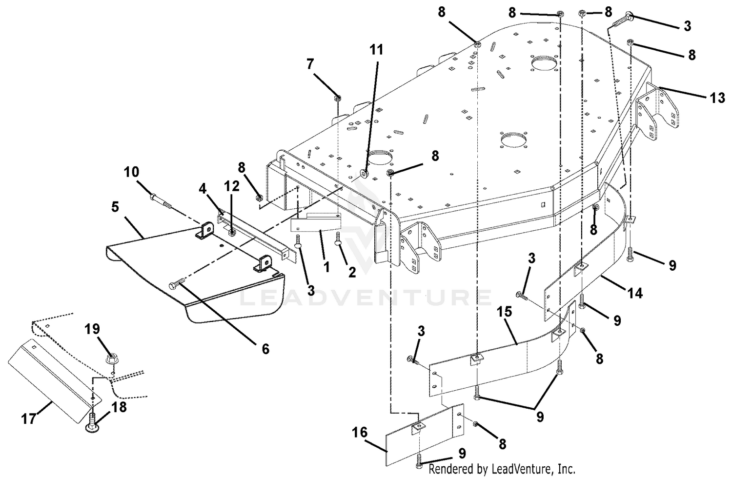 Deck, Discharge Chute And Baffles