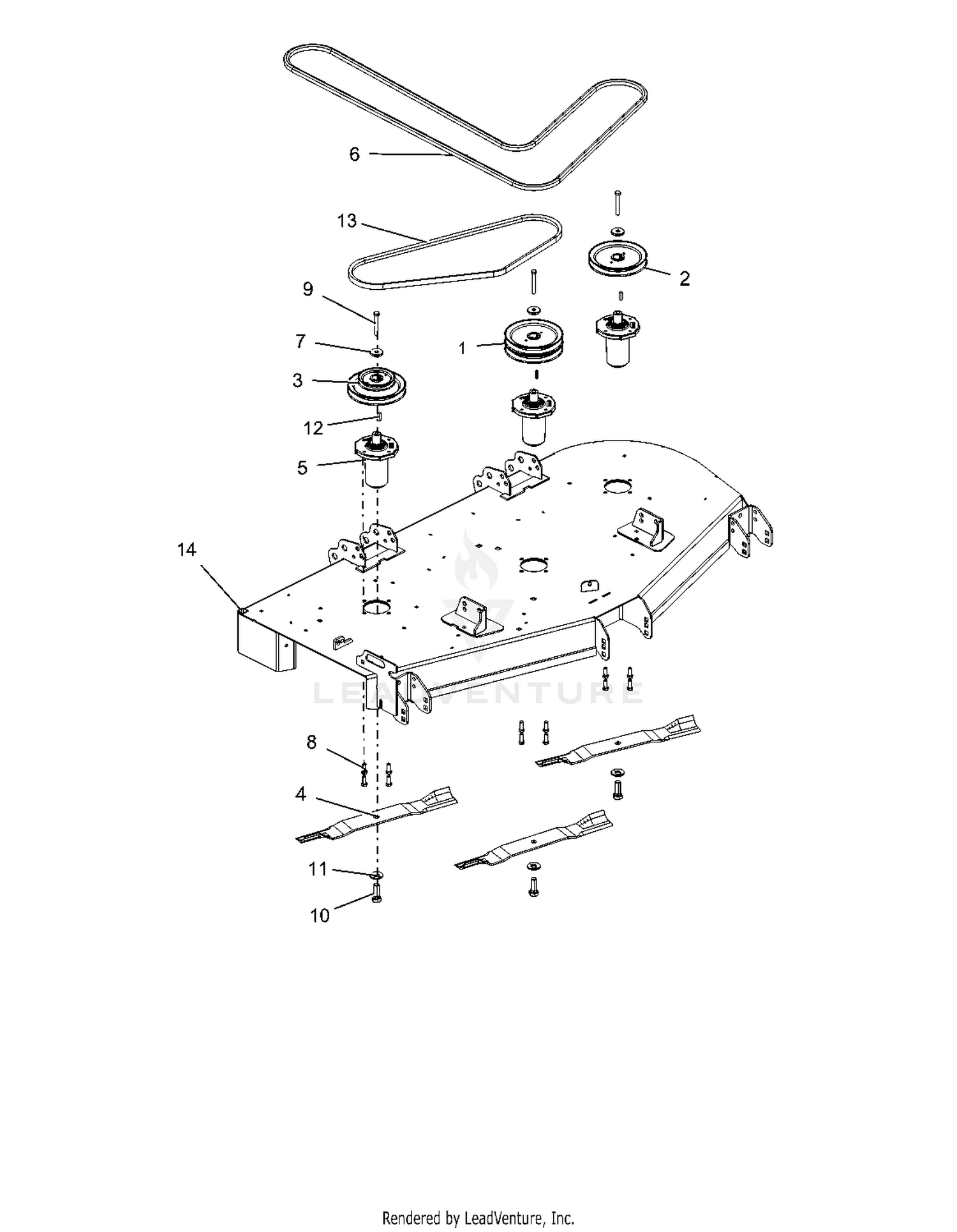 Deck, Belts, Blades And Spindles - 60"