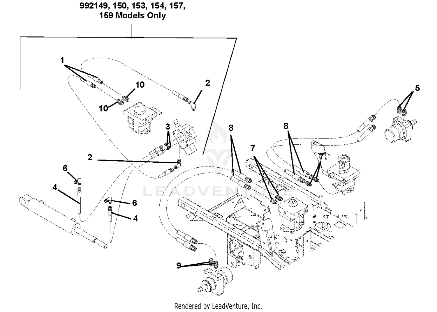 Hose Routing For Pump, Wheel Motors And Cylinder
