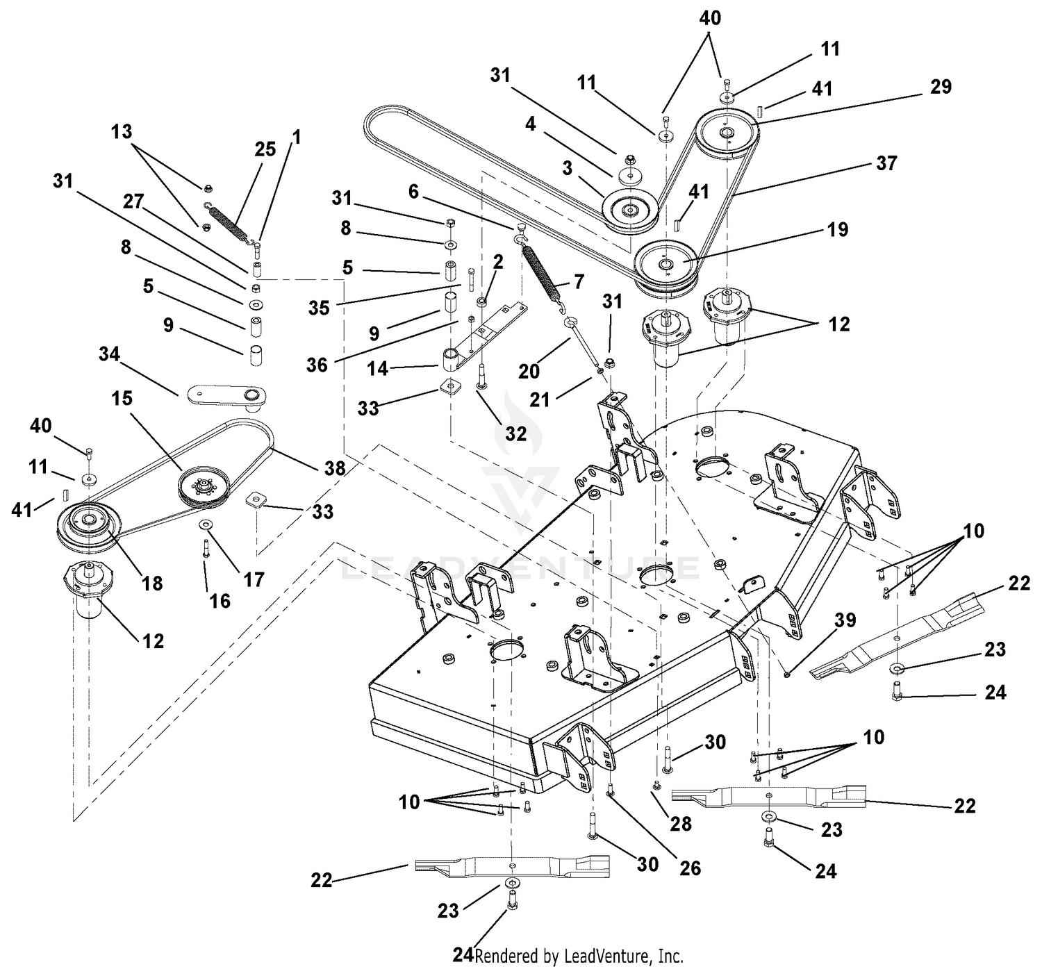 Belts, Spindles, Idlers And Blades - Rear Discharg