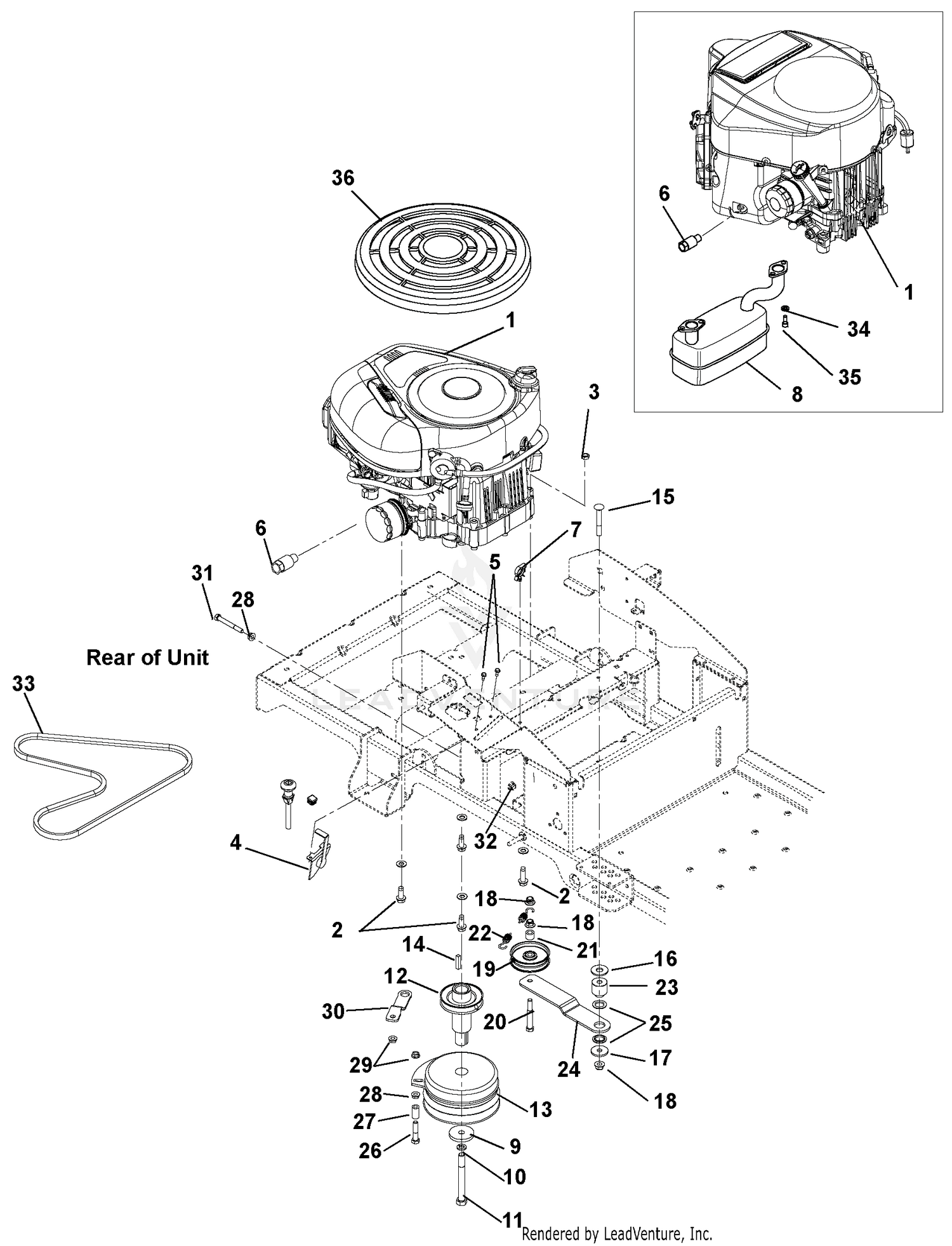 Engine, Exhaust, Belts And Idlers