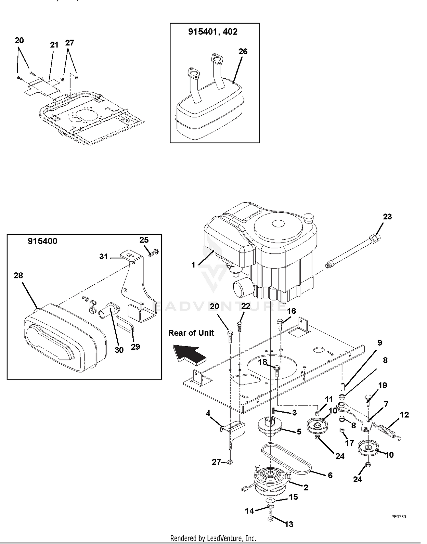 Engine, Exhaust, Belts and Idlers