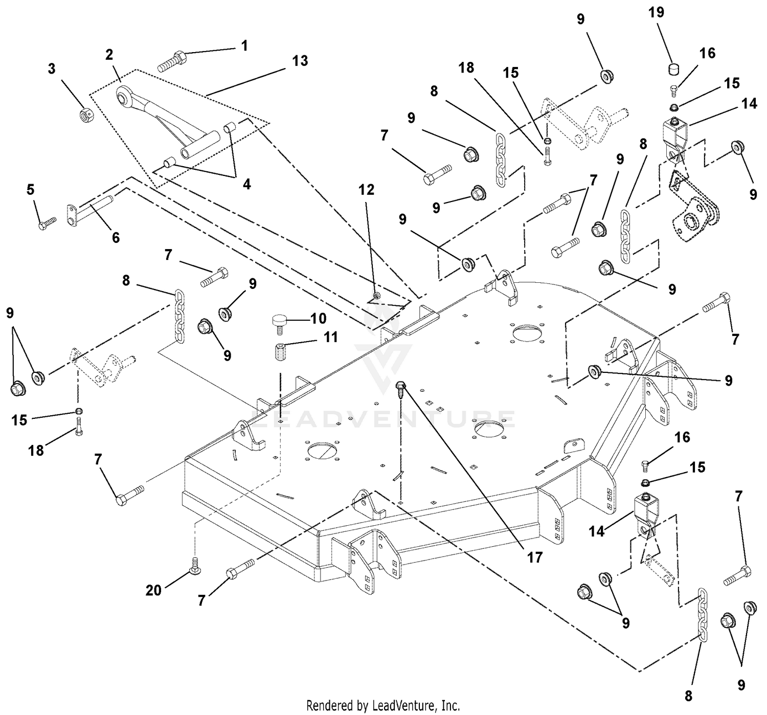 Mounting Arms, Link Chains And Deck Bumpers