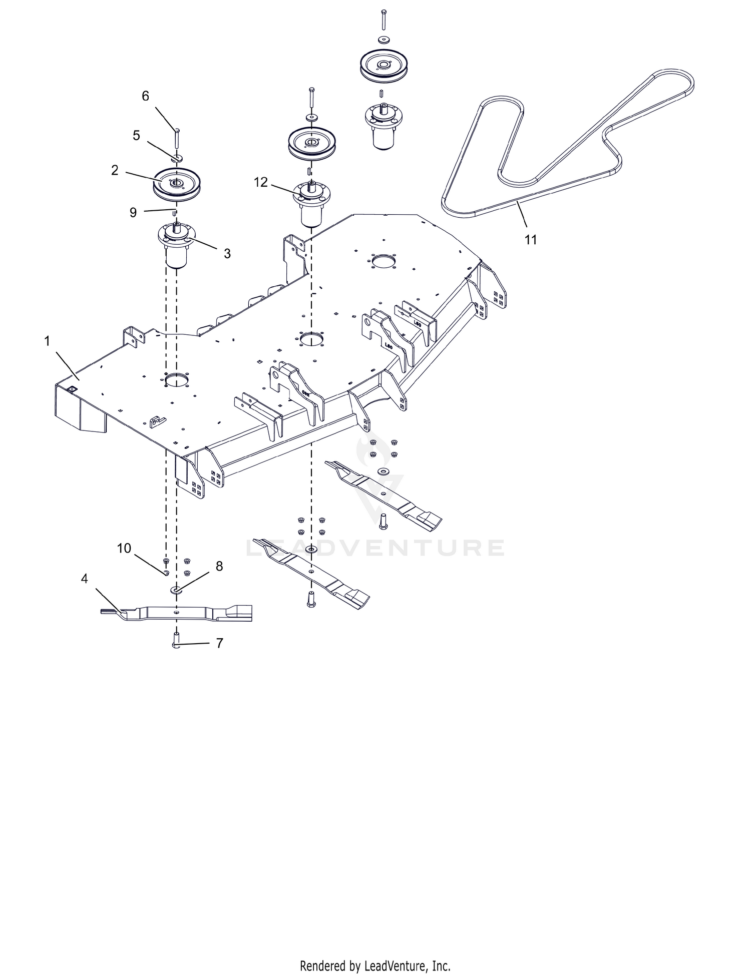Deck, Belts, Blades and Spindles - 60"
