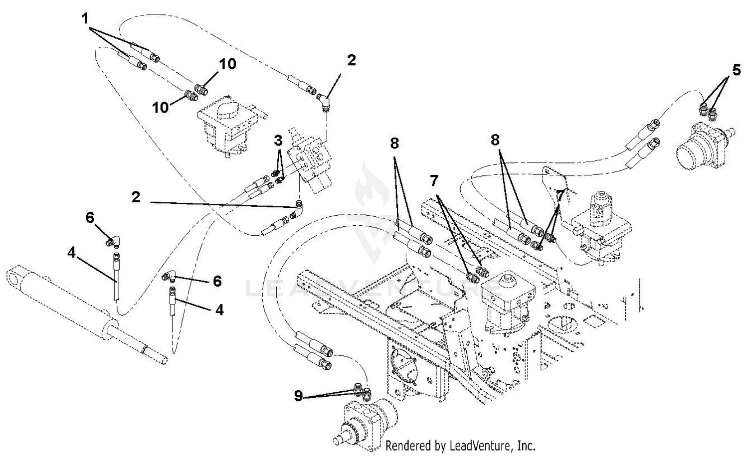Hose Routing For Pumps, Wheel Motors & Cylinder