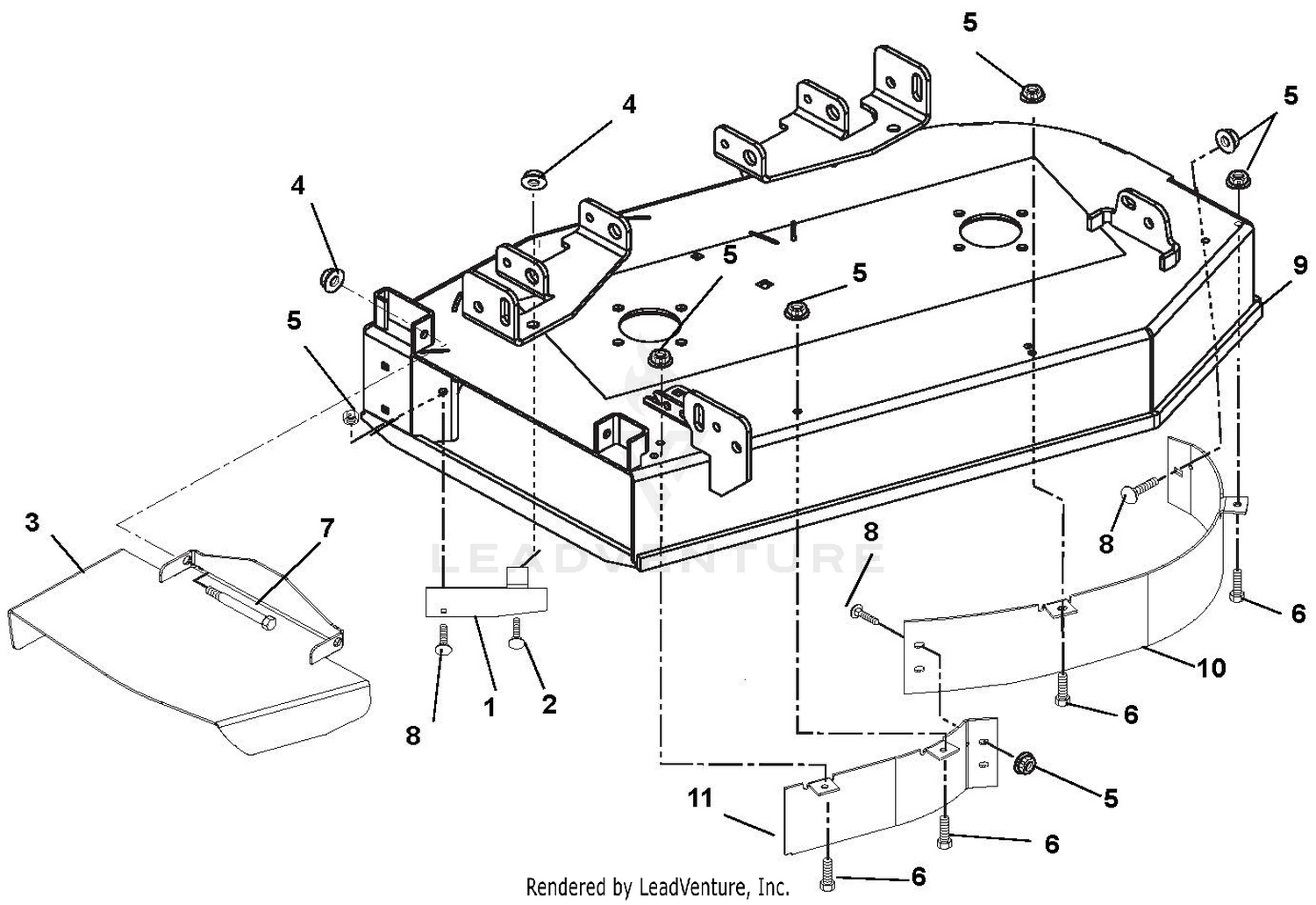 Deck, Discharge Chute And Baffles
